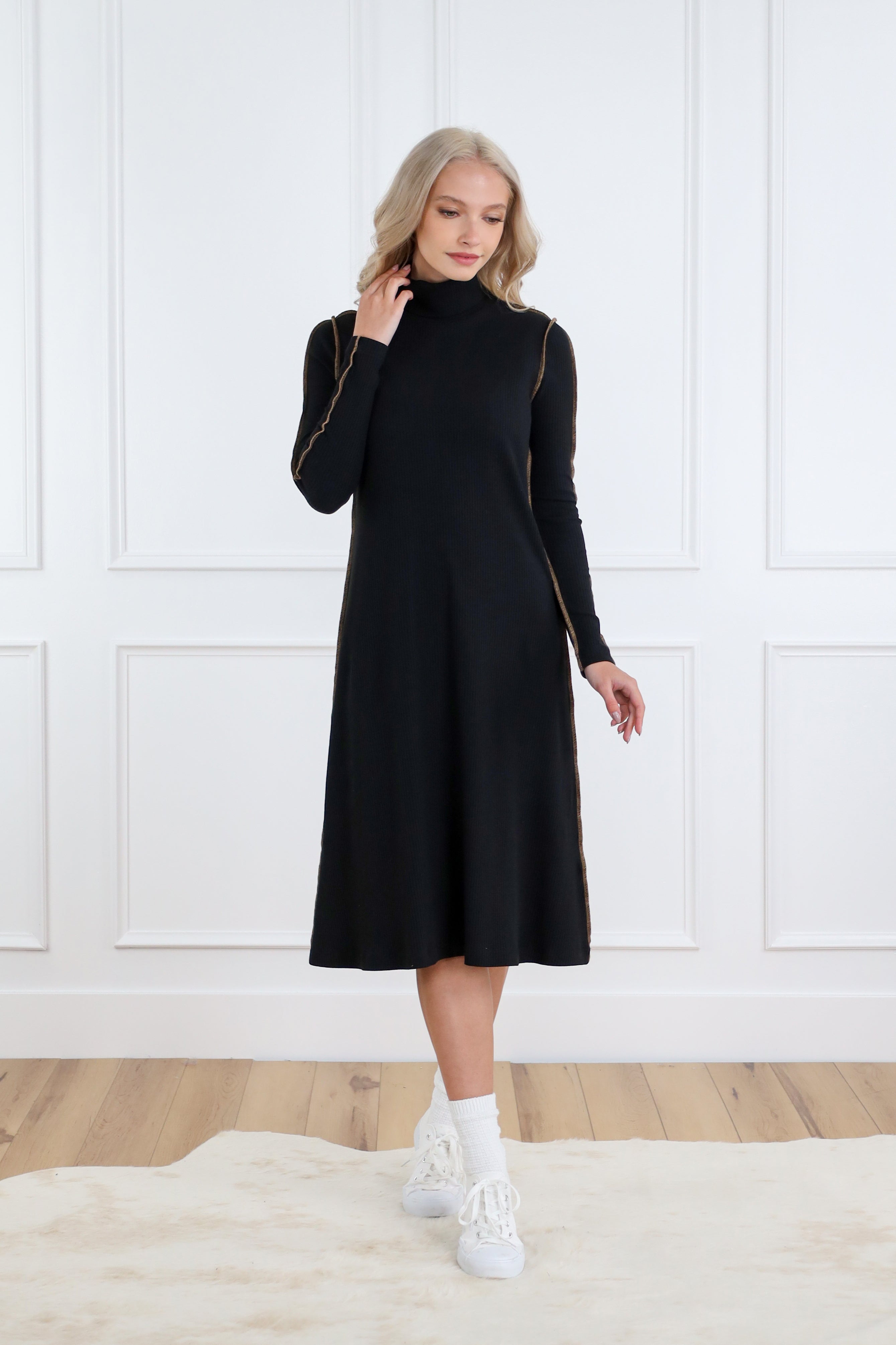 Basic Rib Turtleneck Dress