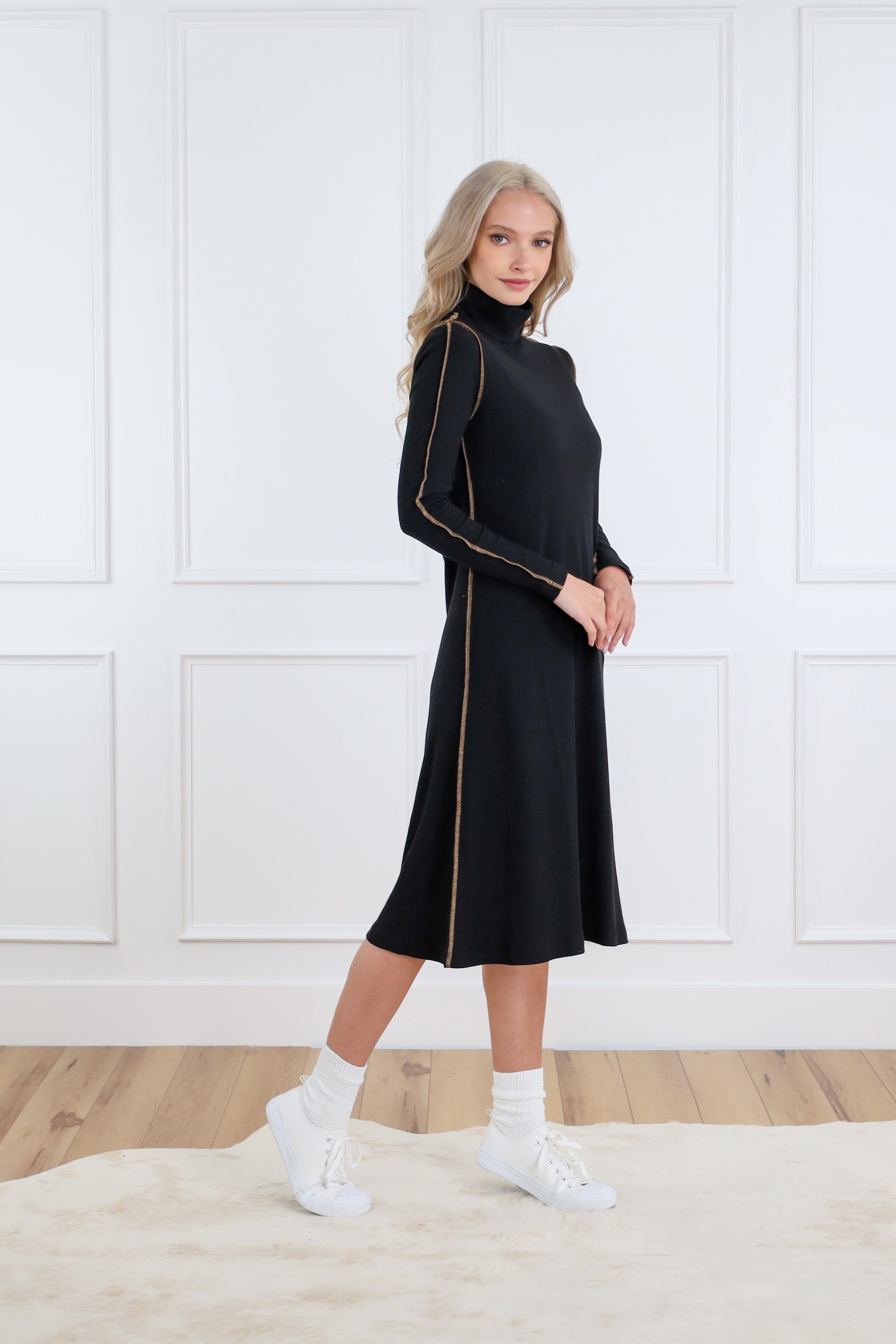 Basic Rib Turtleneck Dress