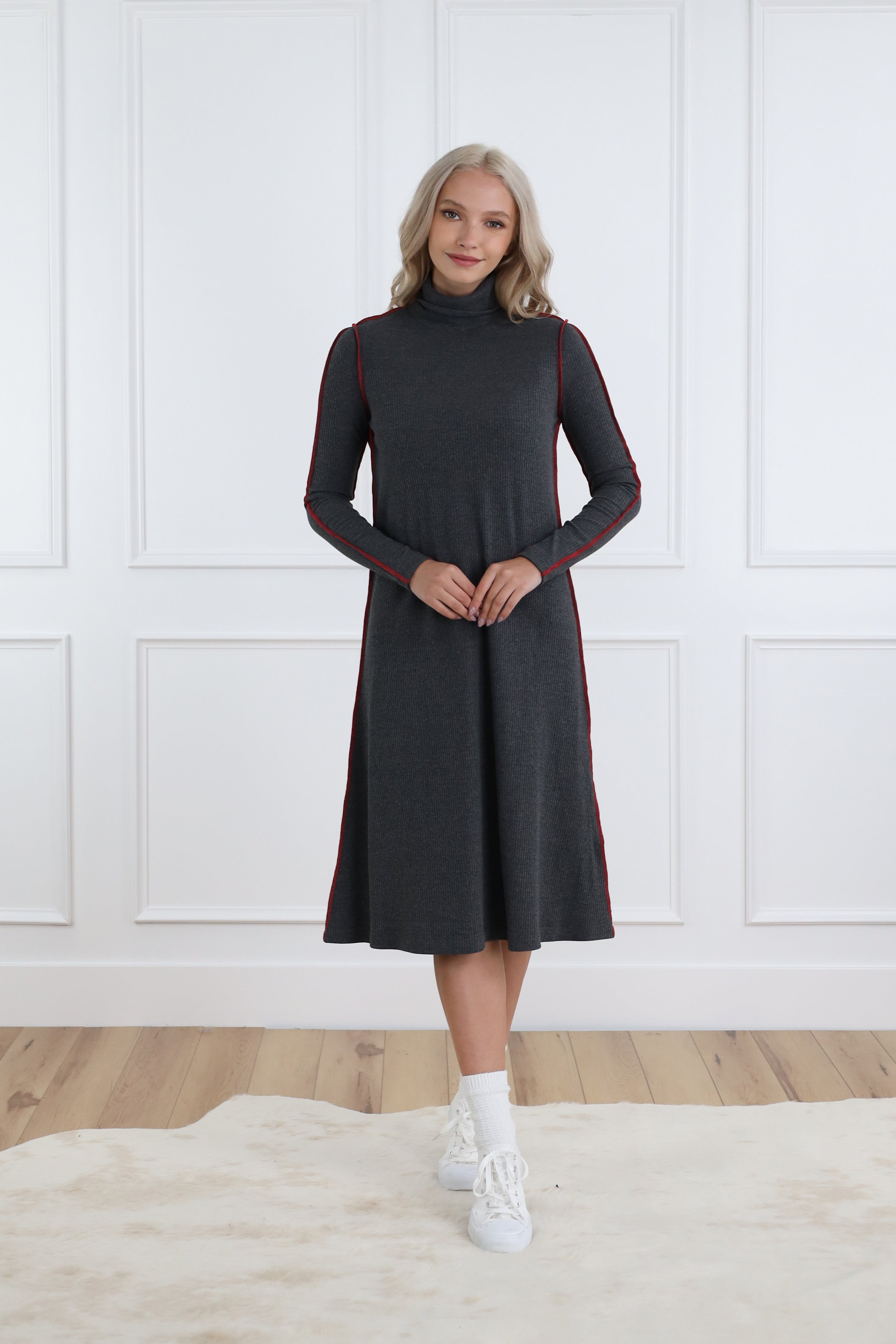 Basic Rib Turtleneck Dress