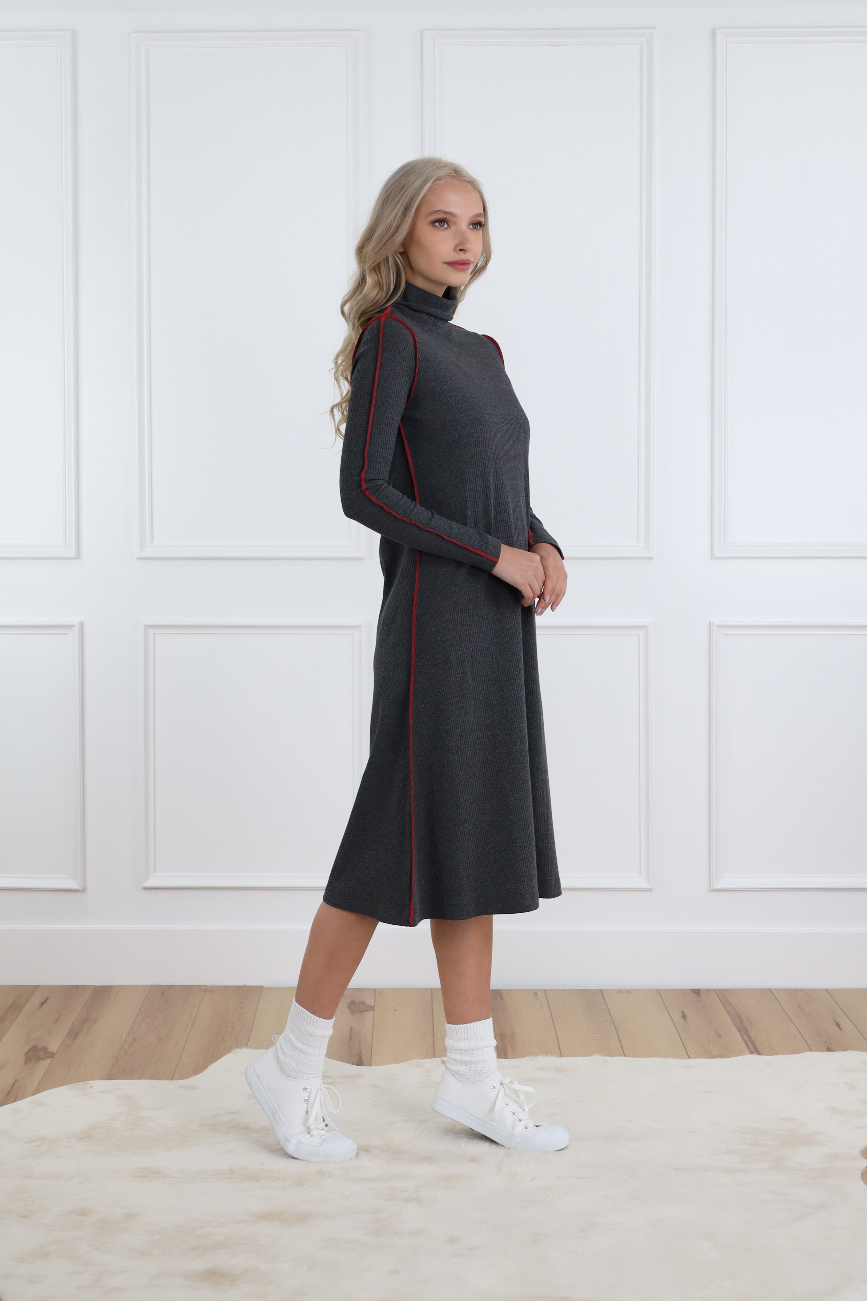 Basic Rib Turtleneck Dress