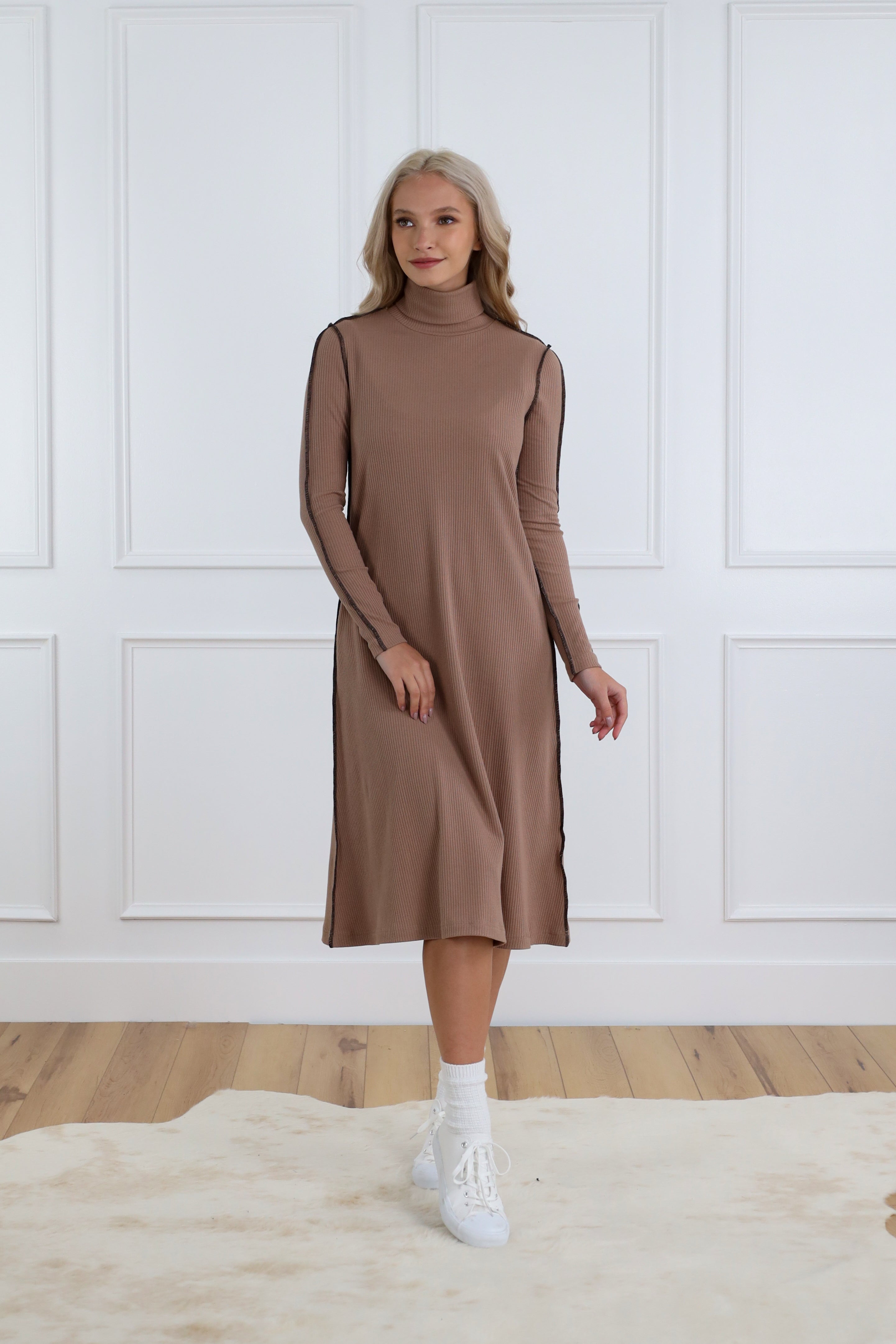Basic Rib Turtleneck Dress