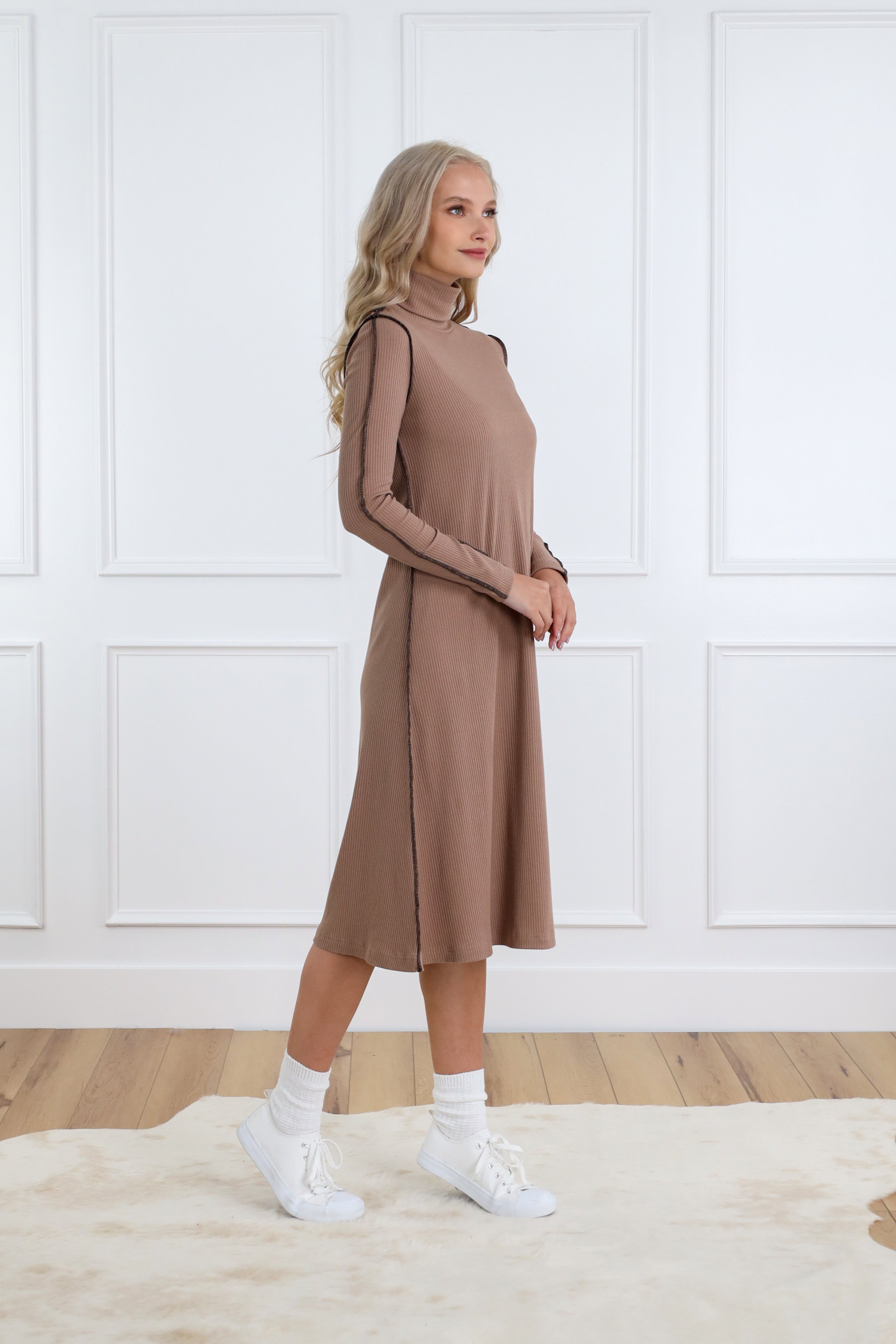 Basic Rib Turtleneck Dress