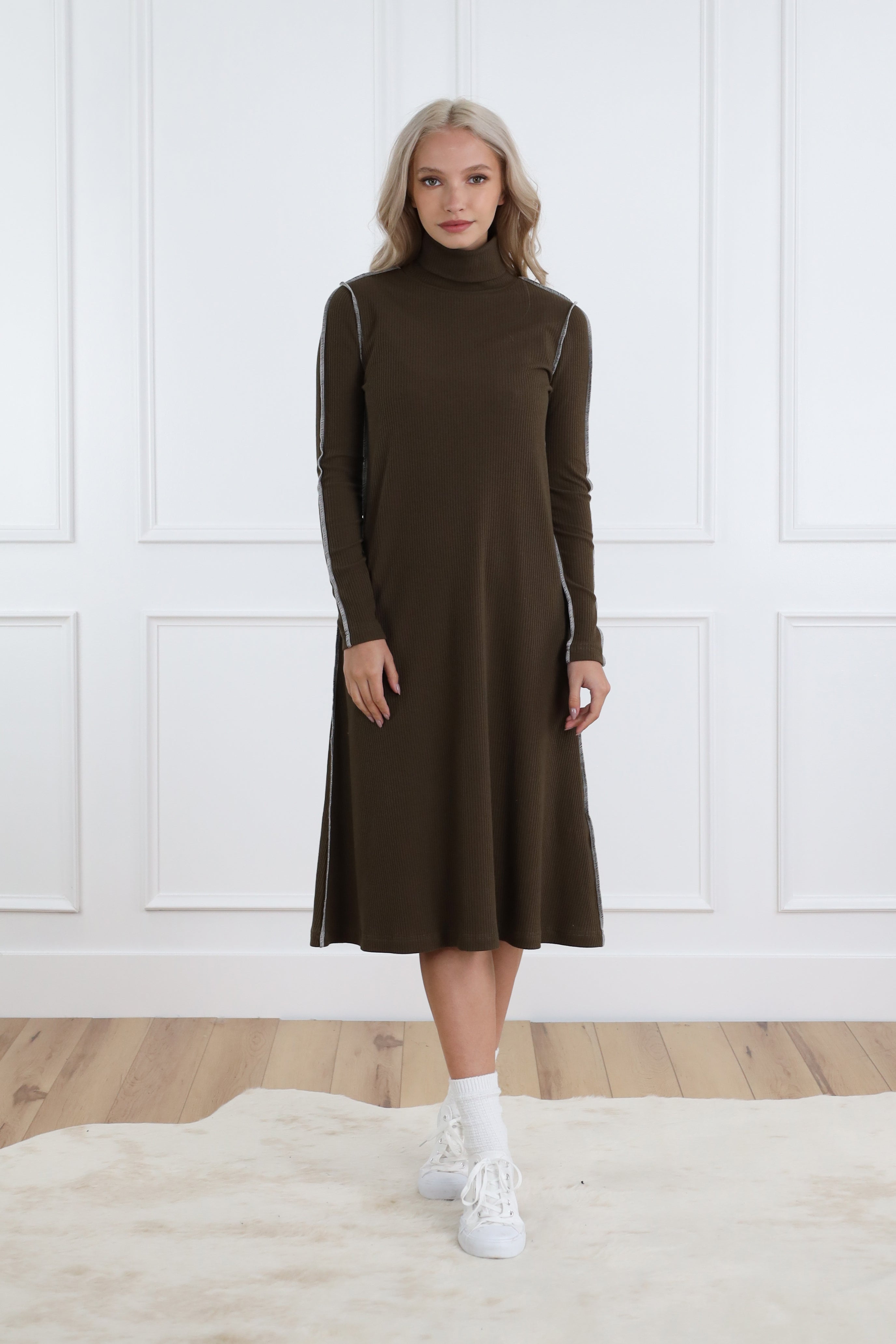 Basic Rib Turtleneck Dress