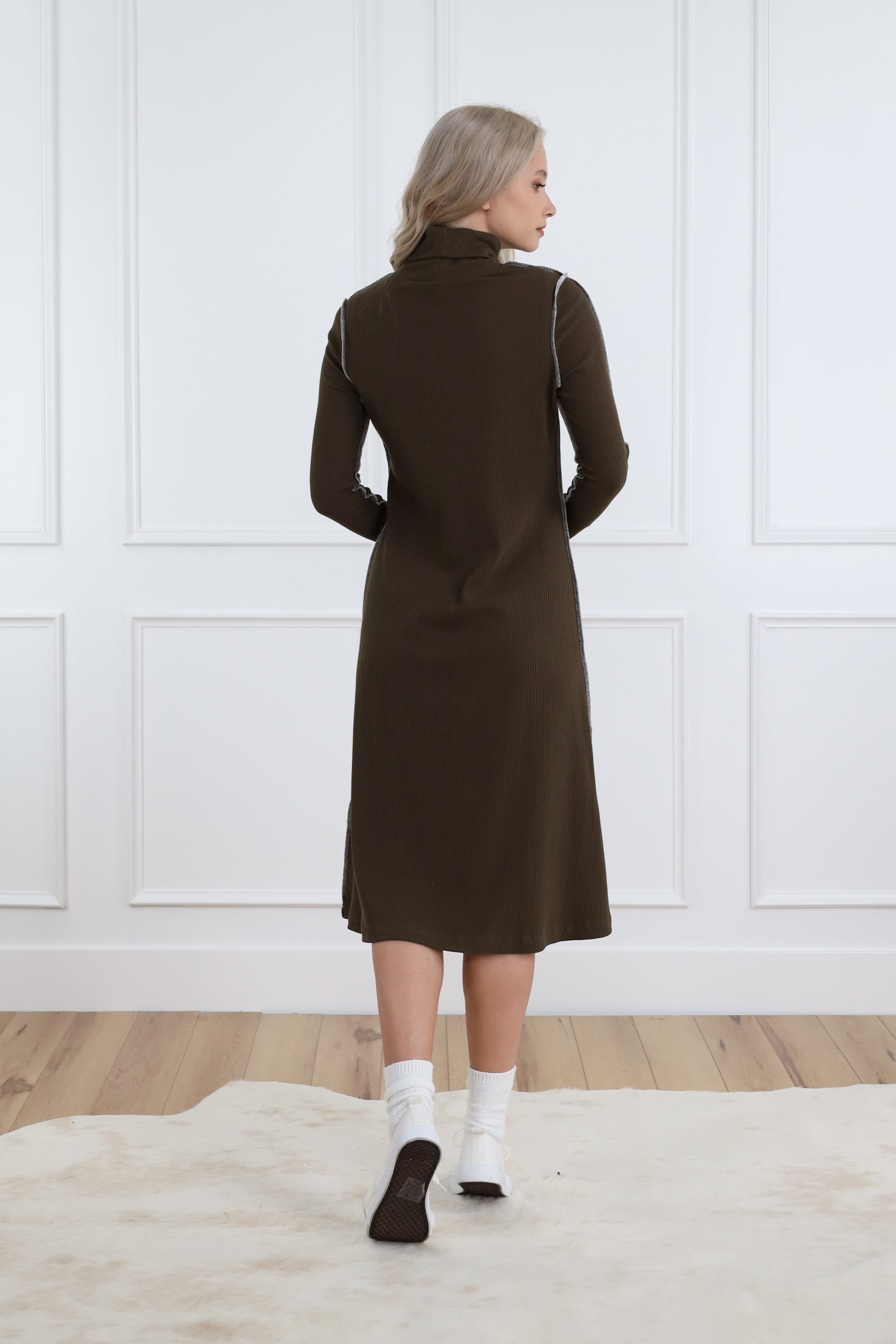 Basic Rib Turtleneck Dress