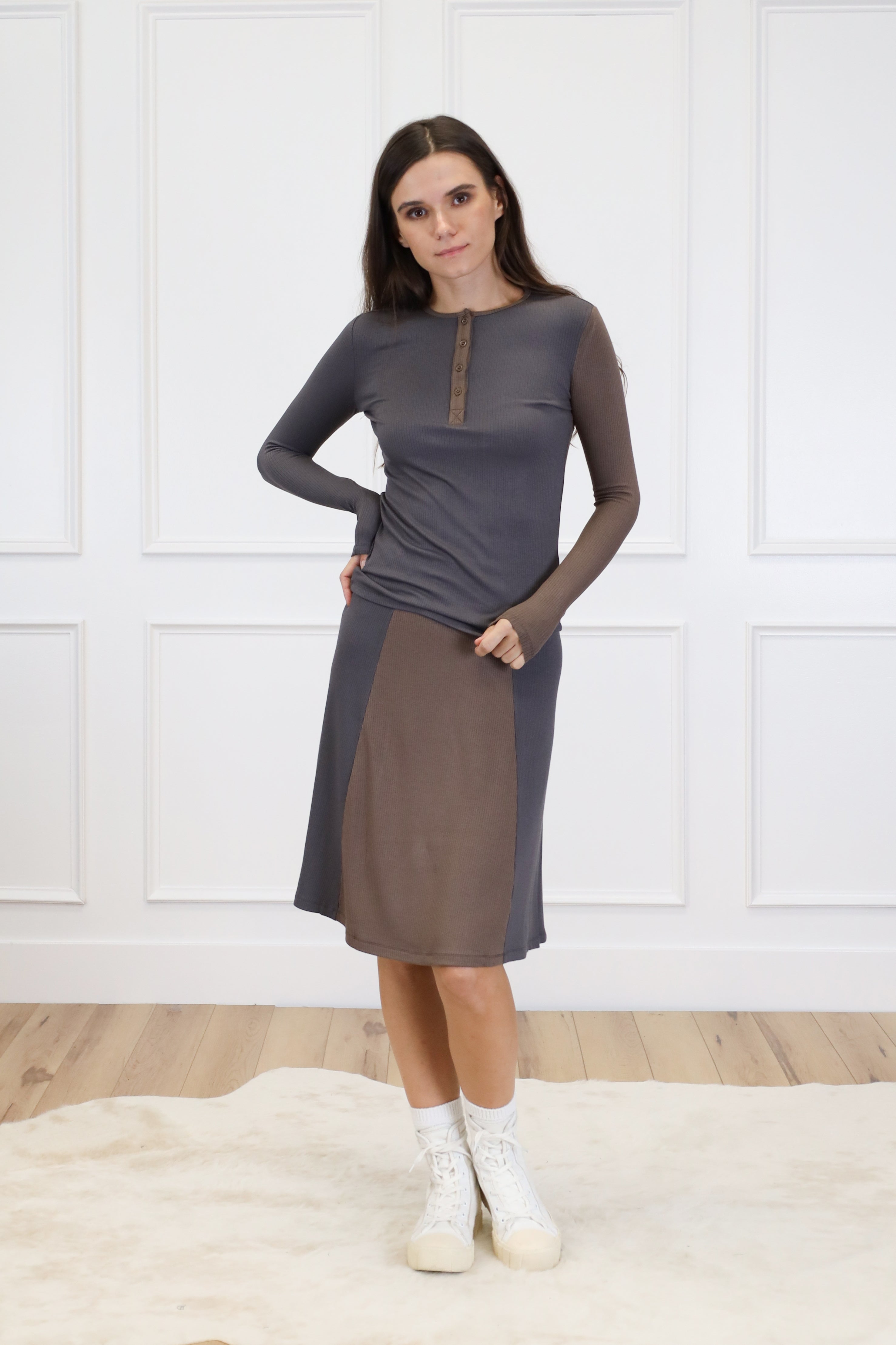 Colorblock Rib Skirt