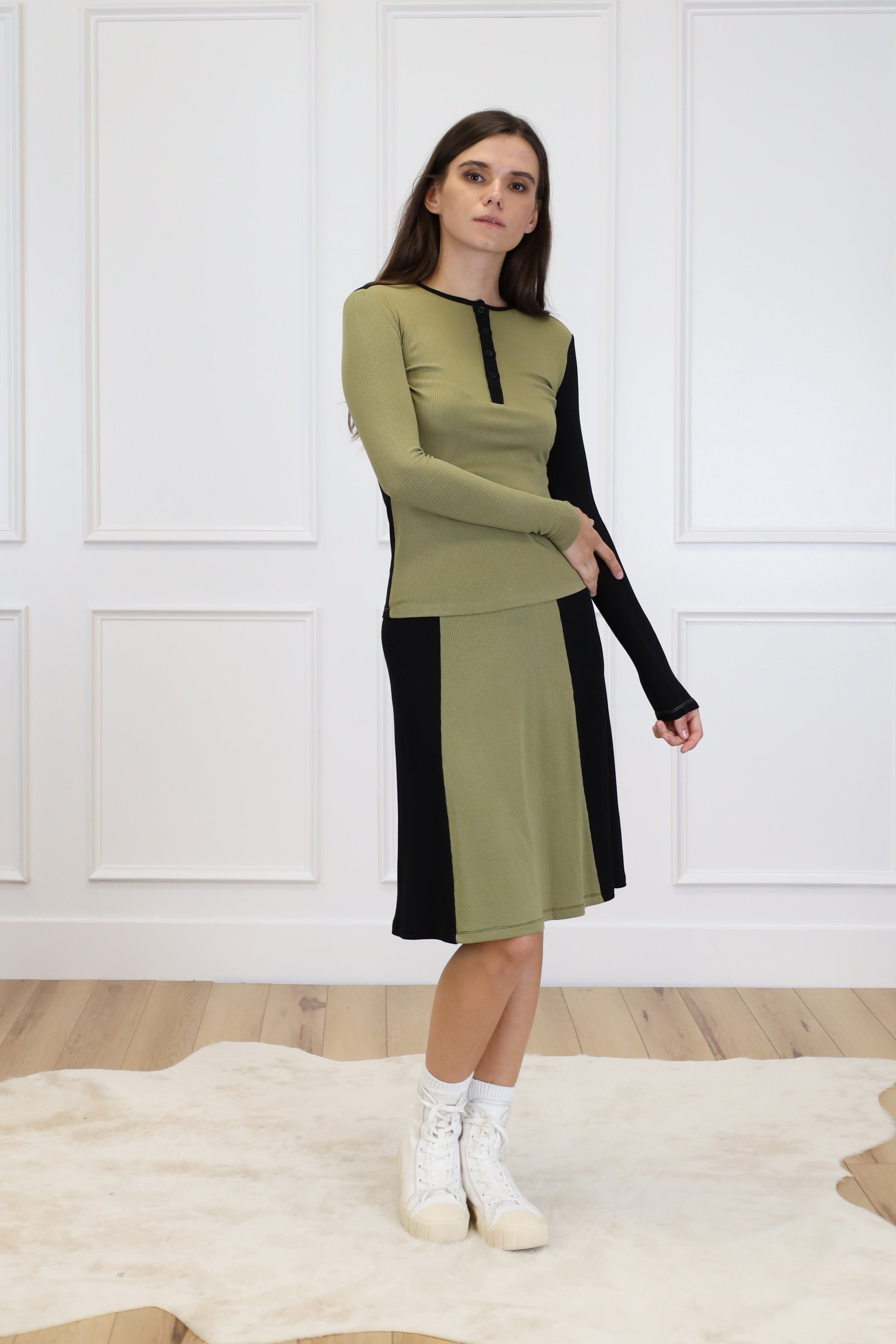 Colorblock Rib Skirt