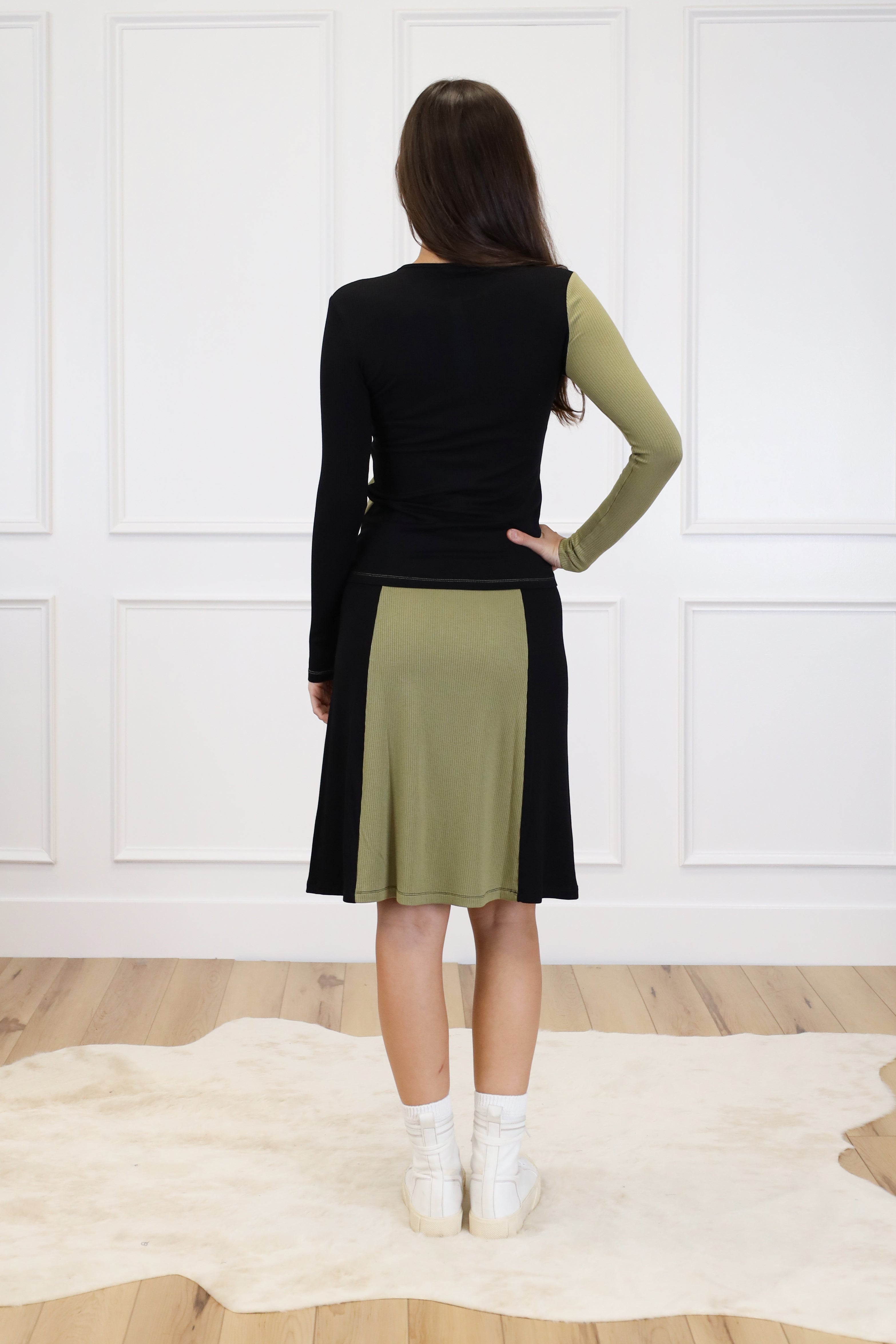 Colorblock Rib Skirt