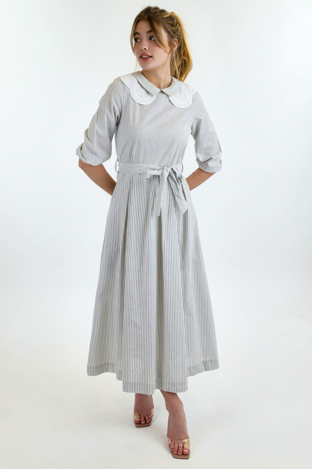 Striped Double Collar Dress