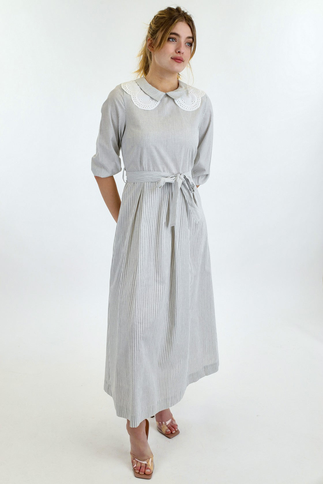 Striped Double Collar Dress