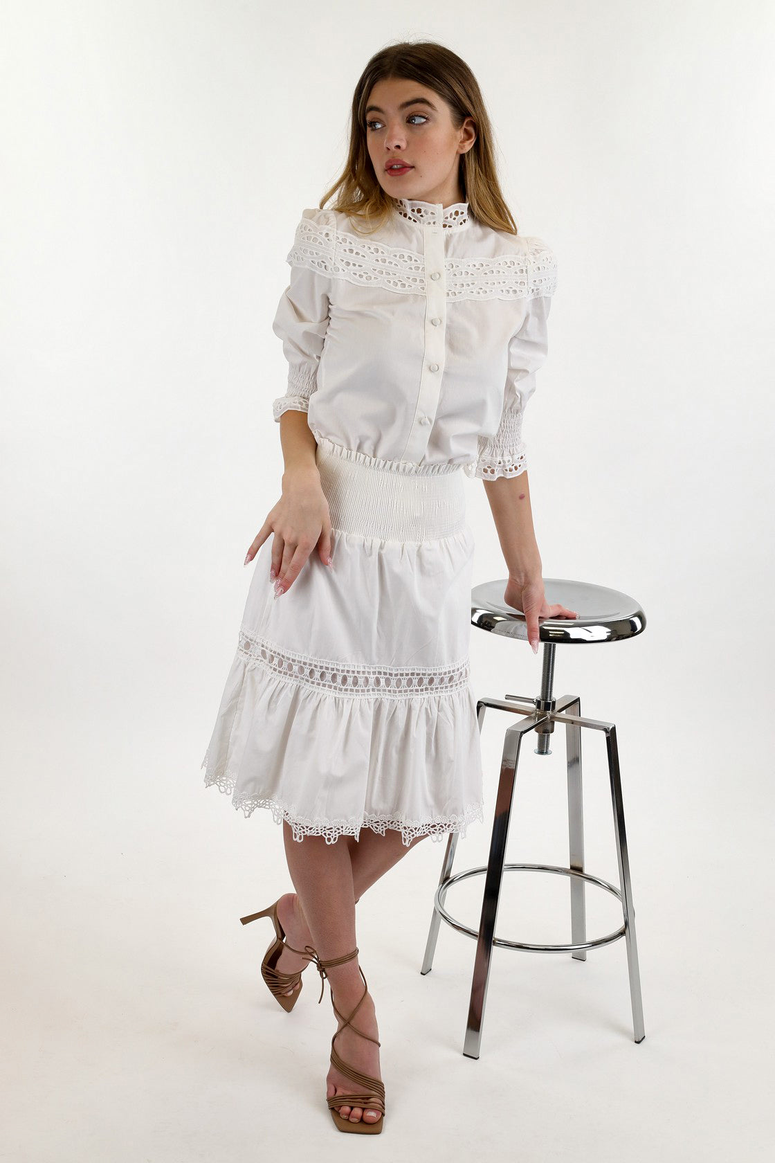 Eyelet Trim Skirt