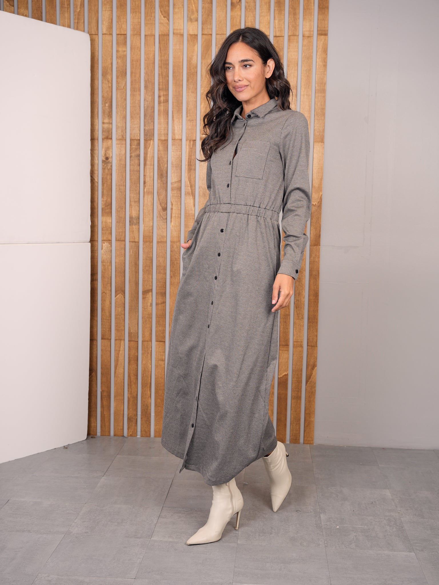 Waisted Buttoned Dress