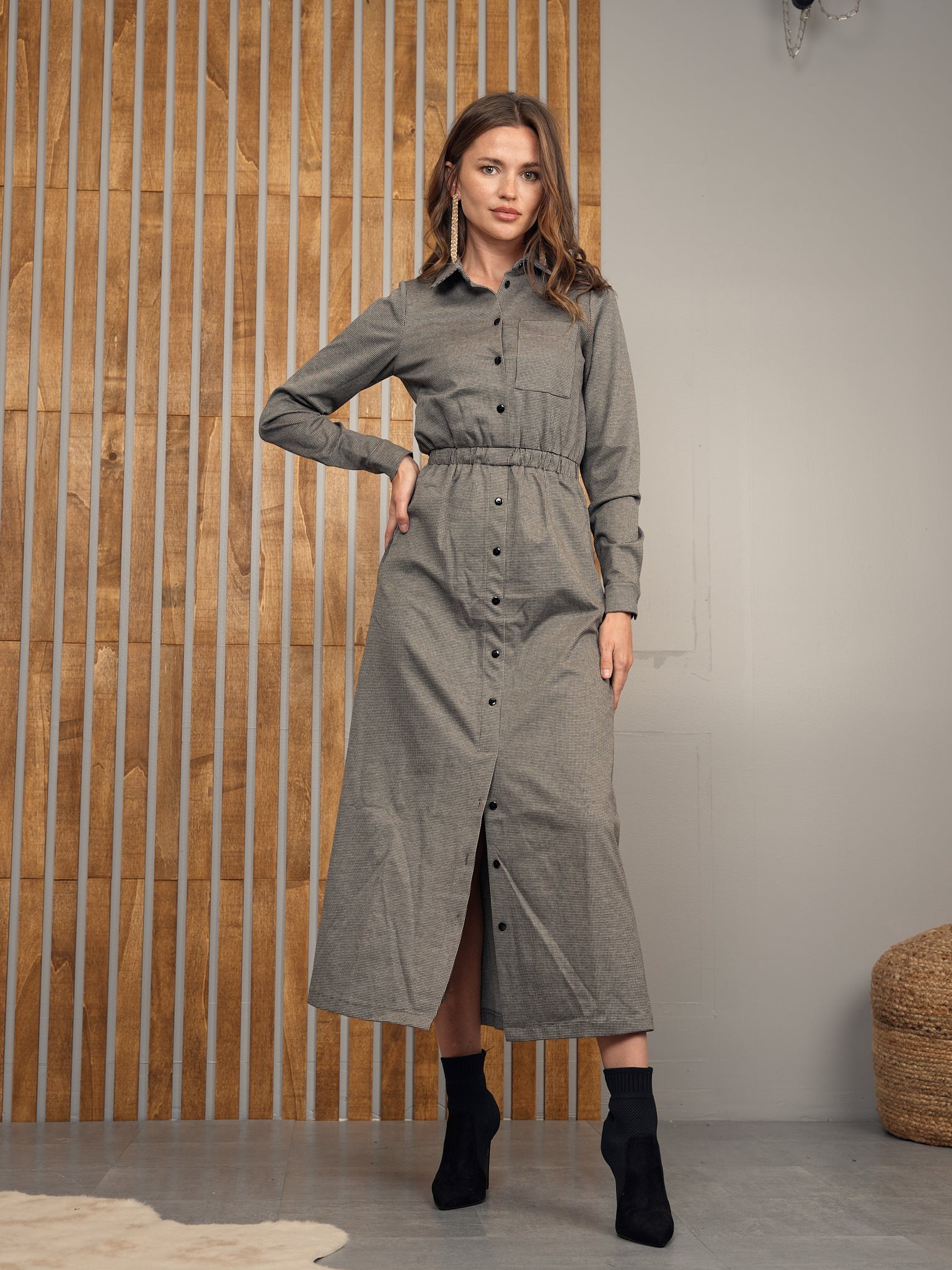 Waisted Buttoned Dress