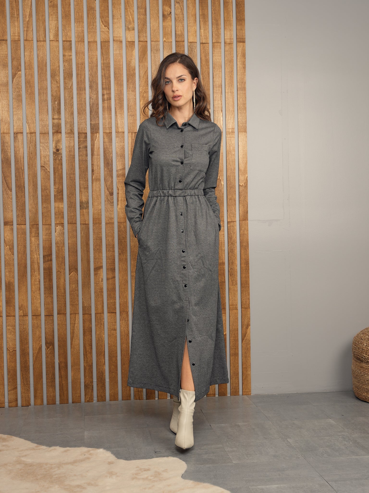 Waisted Buttoned Dress