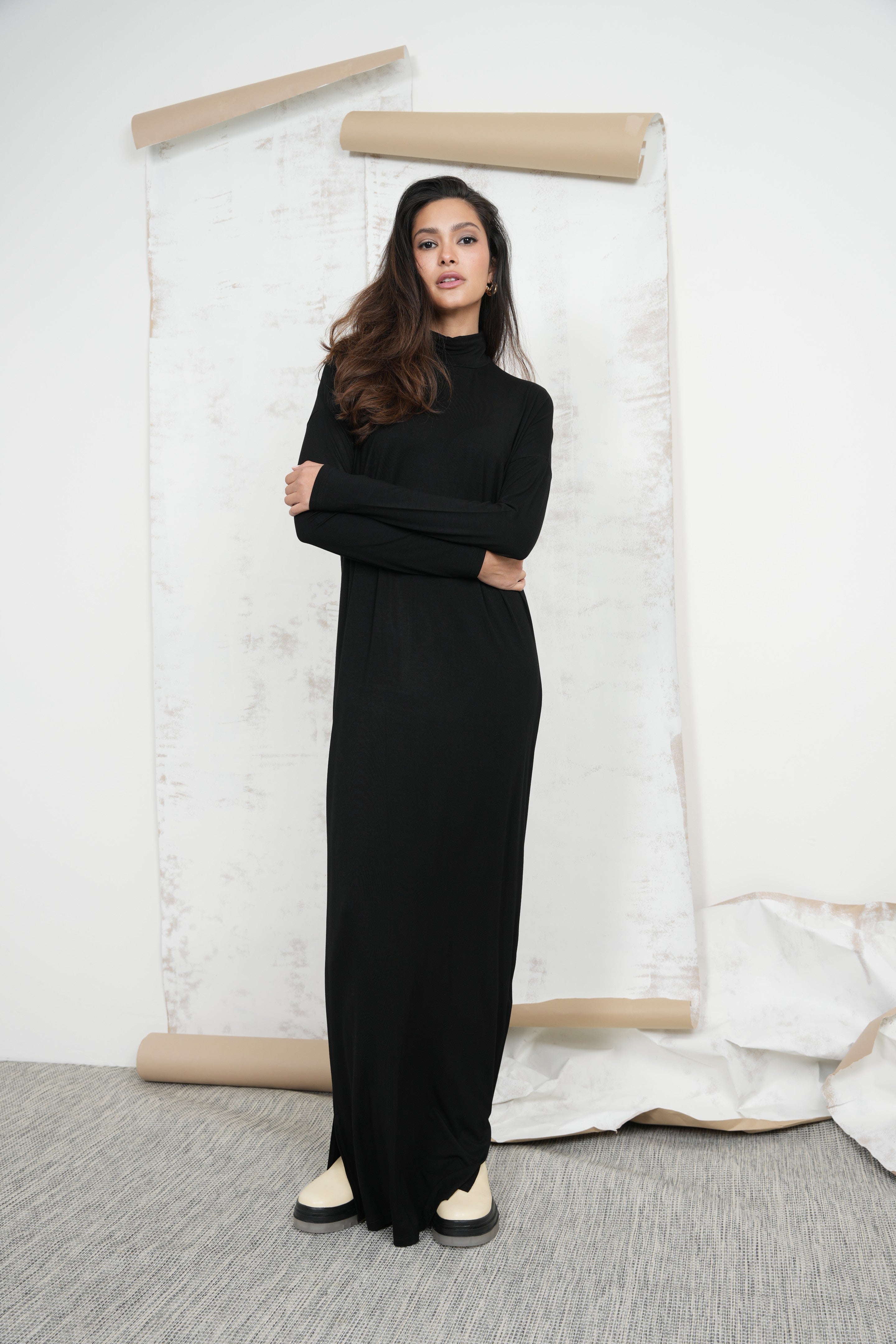 Soft Maxi Turtleneck Dress