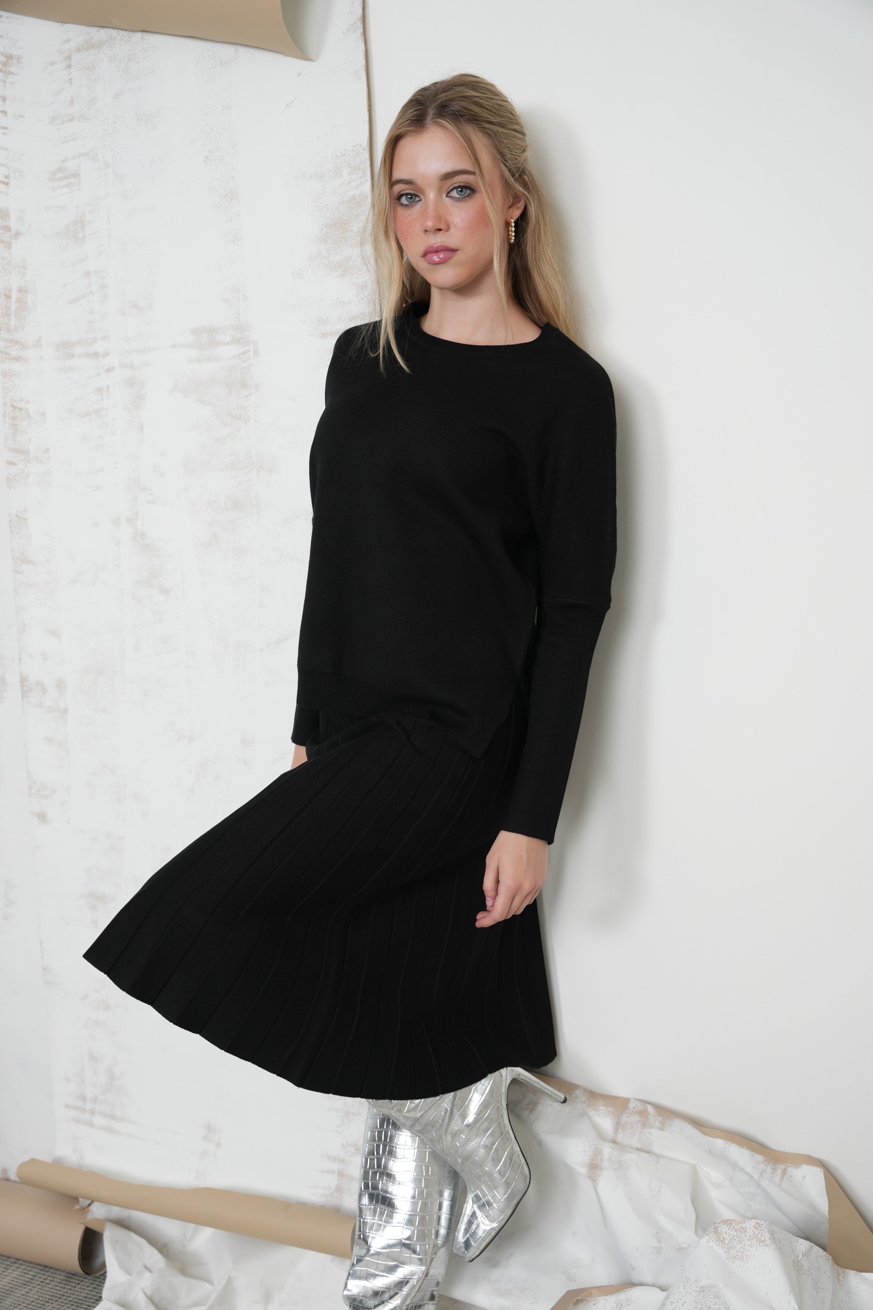 Knit Pleated Skirt 26"