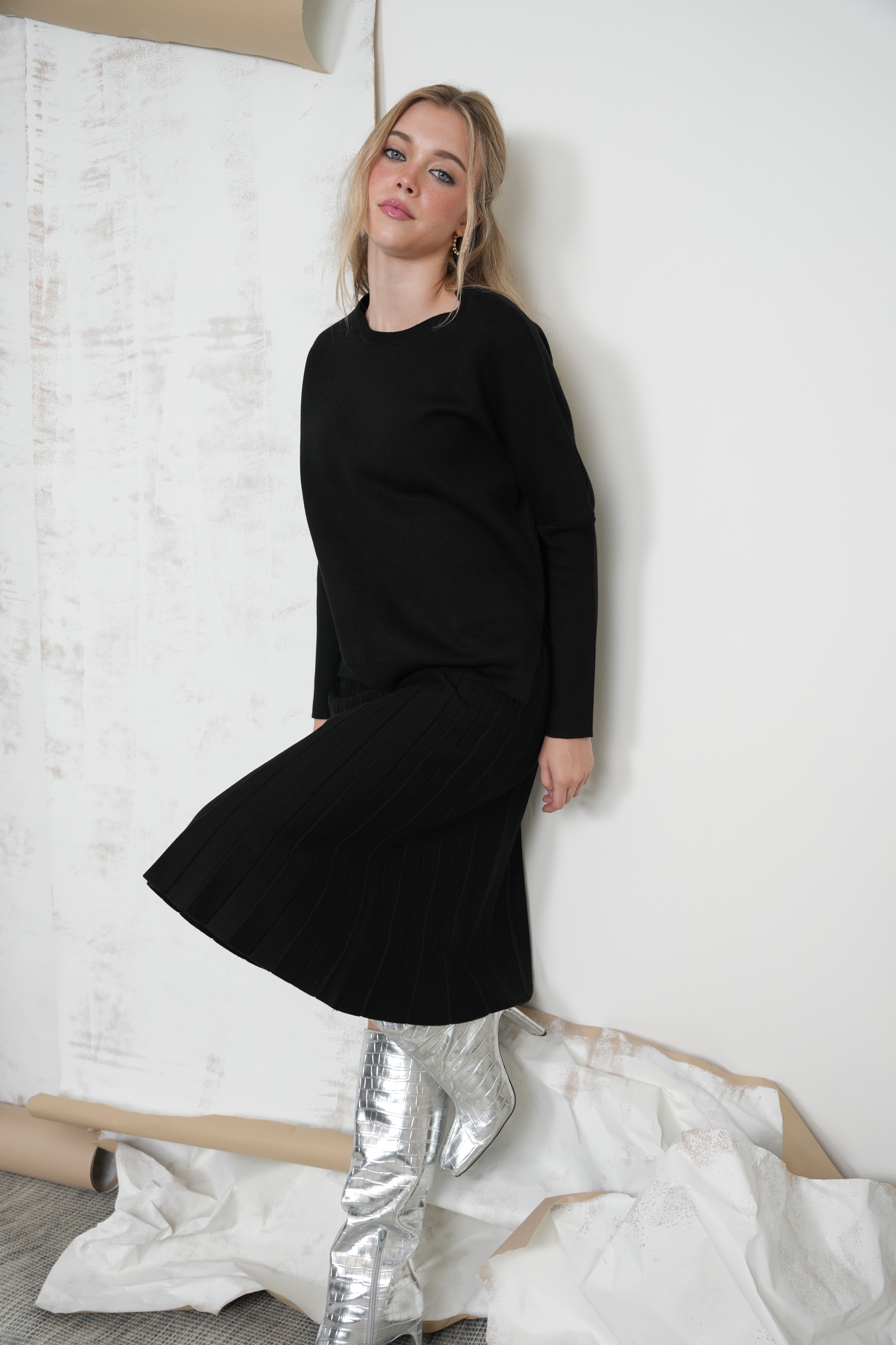 Knit Pleated Skirt 26"