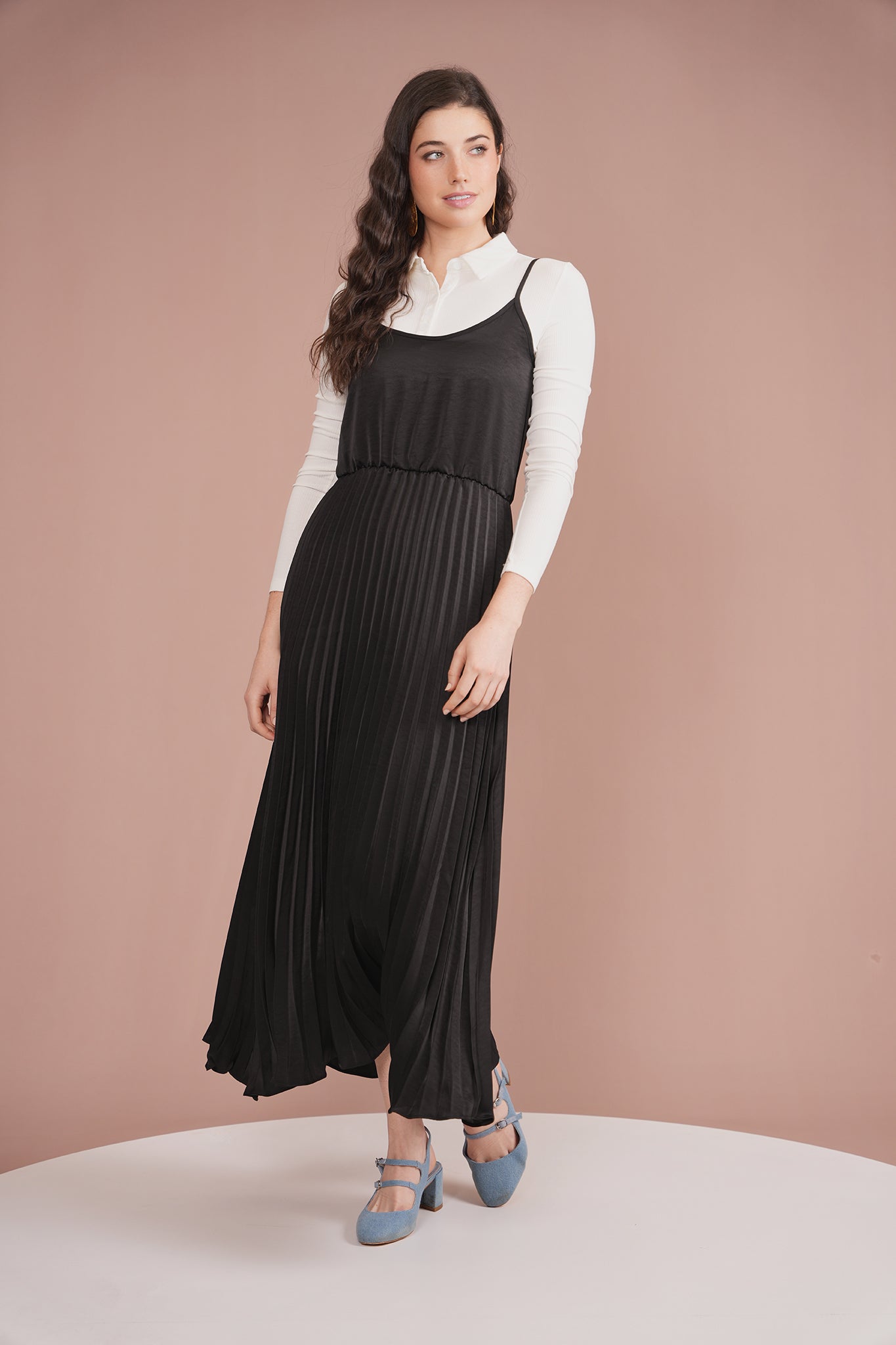 Pleated Slip Dress