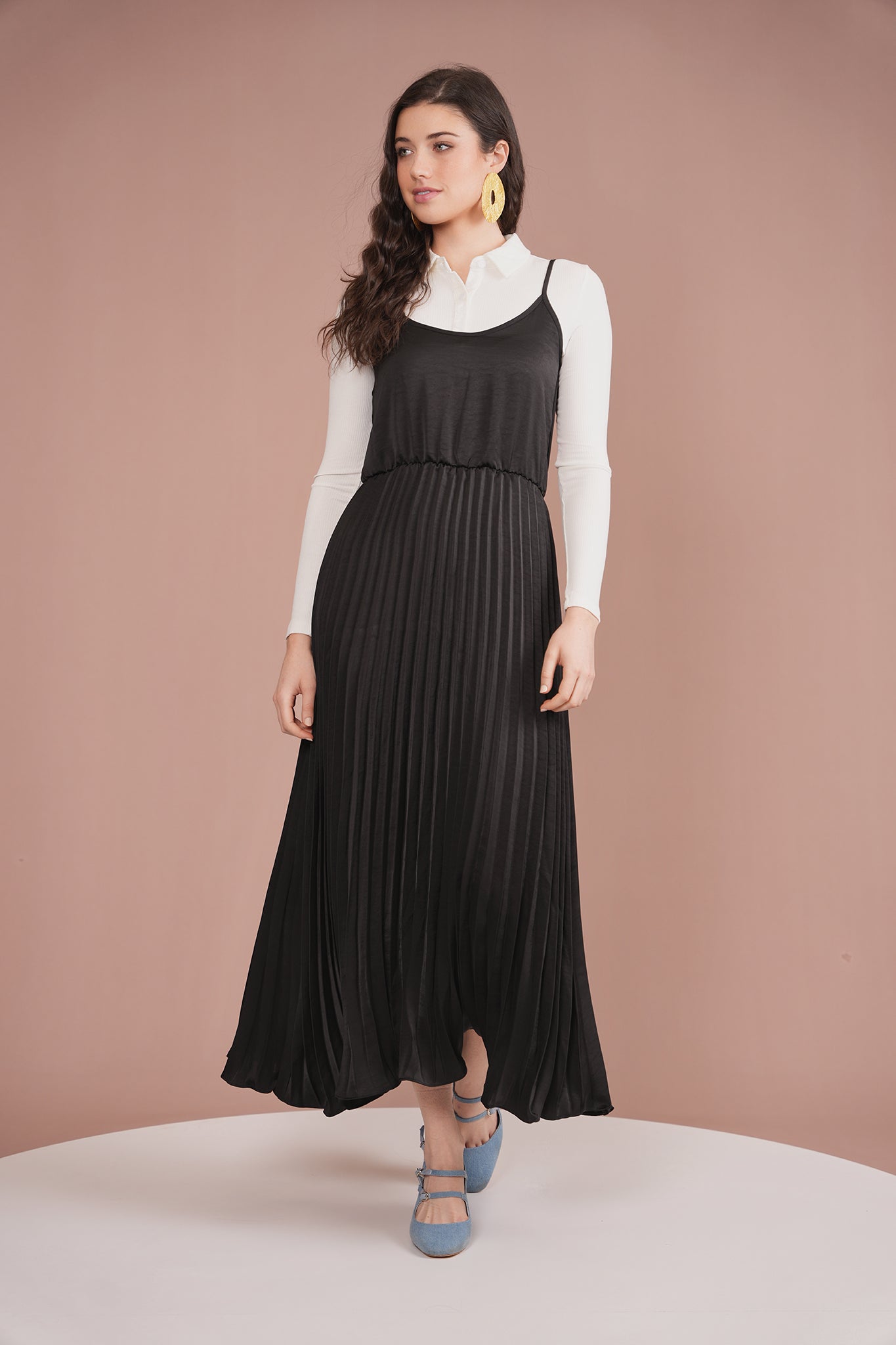 Pleated Slip Dress