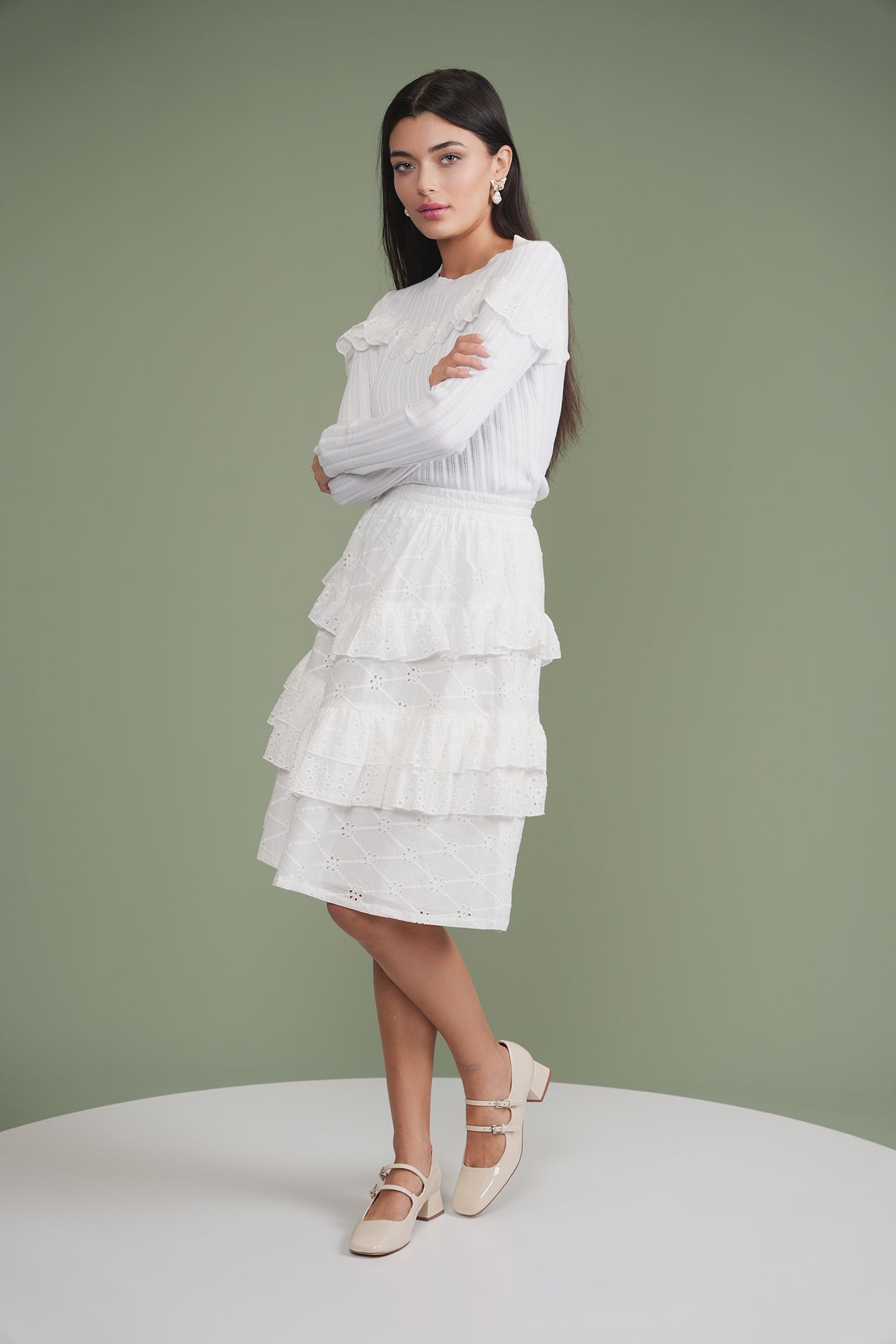 Eyelet Ruffle Skirt