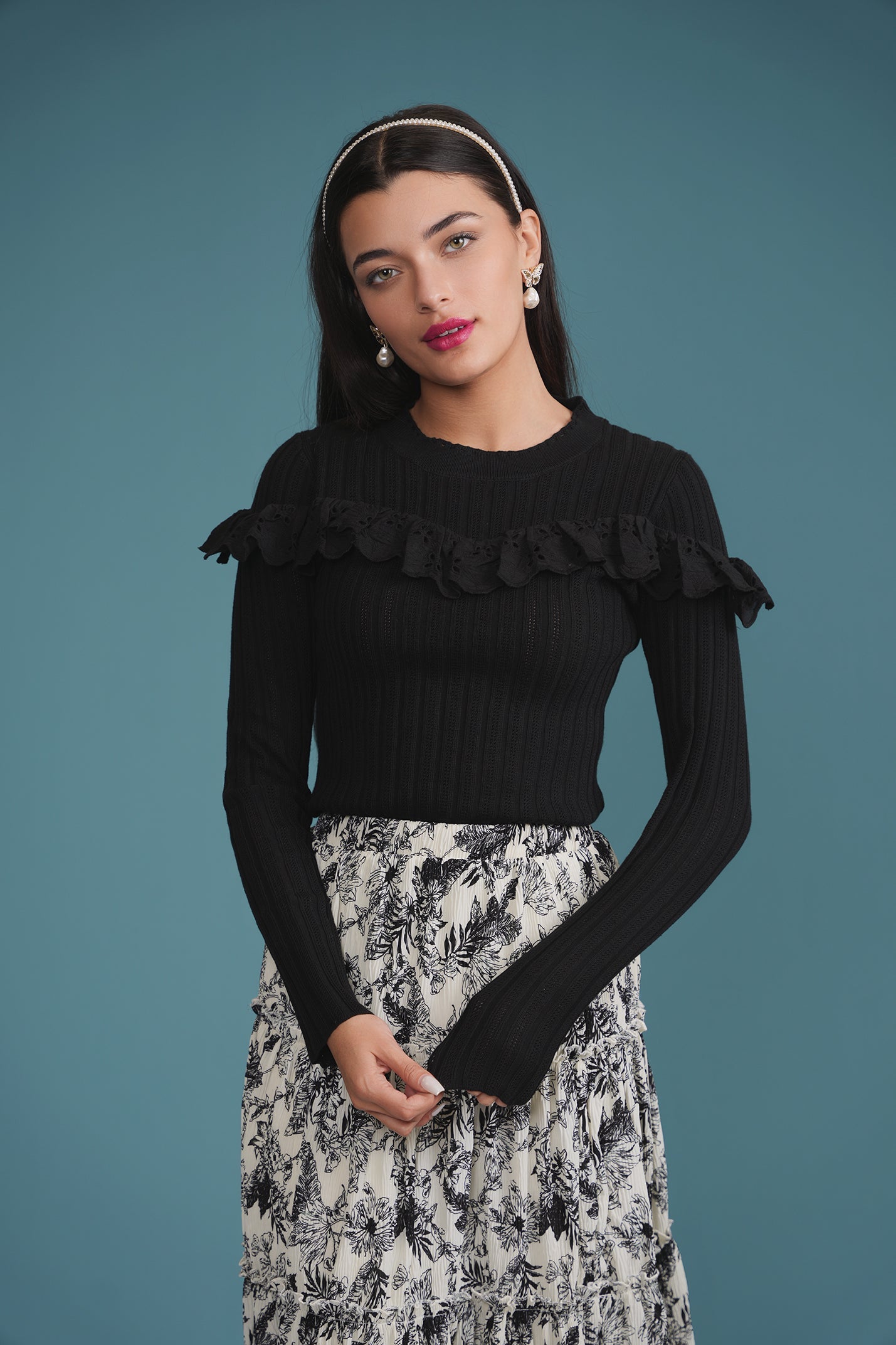 Crochet & Eyelet Knit Top