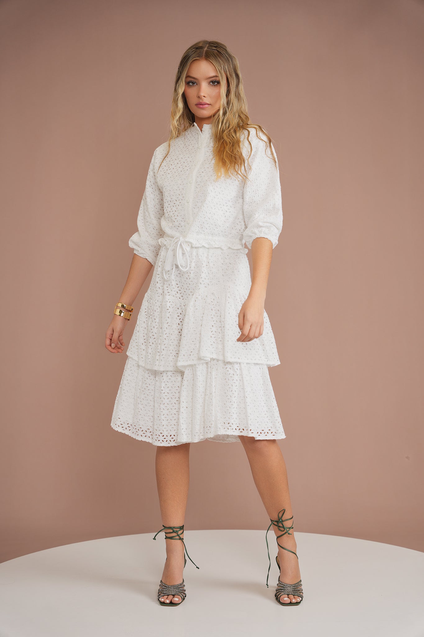Eyelet Tiered Skirt