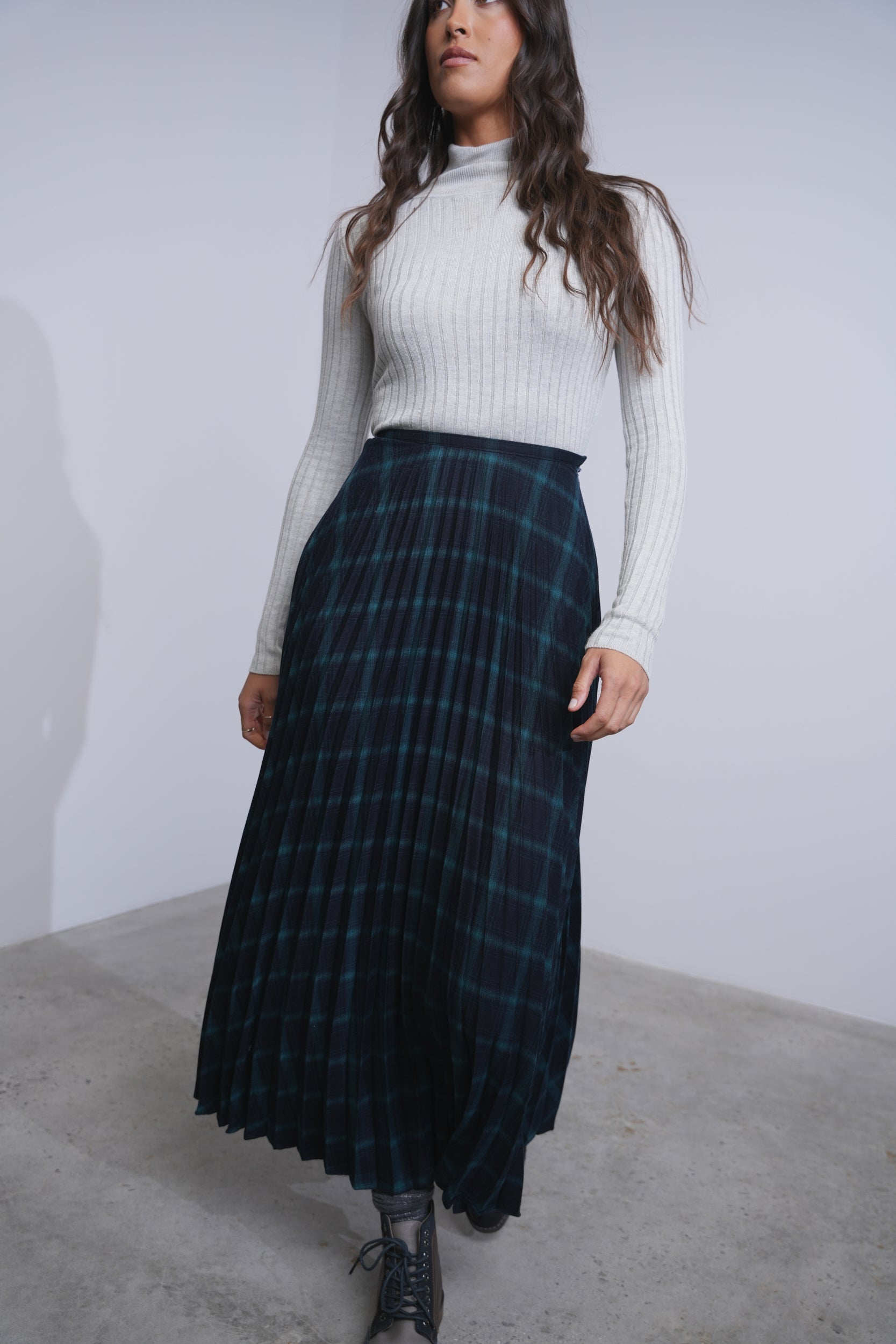 Accordion Plaid Skirt
