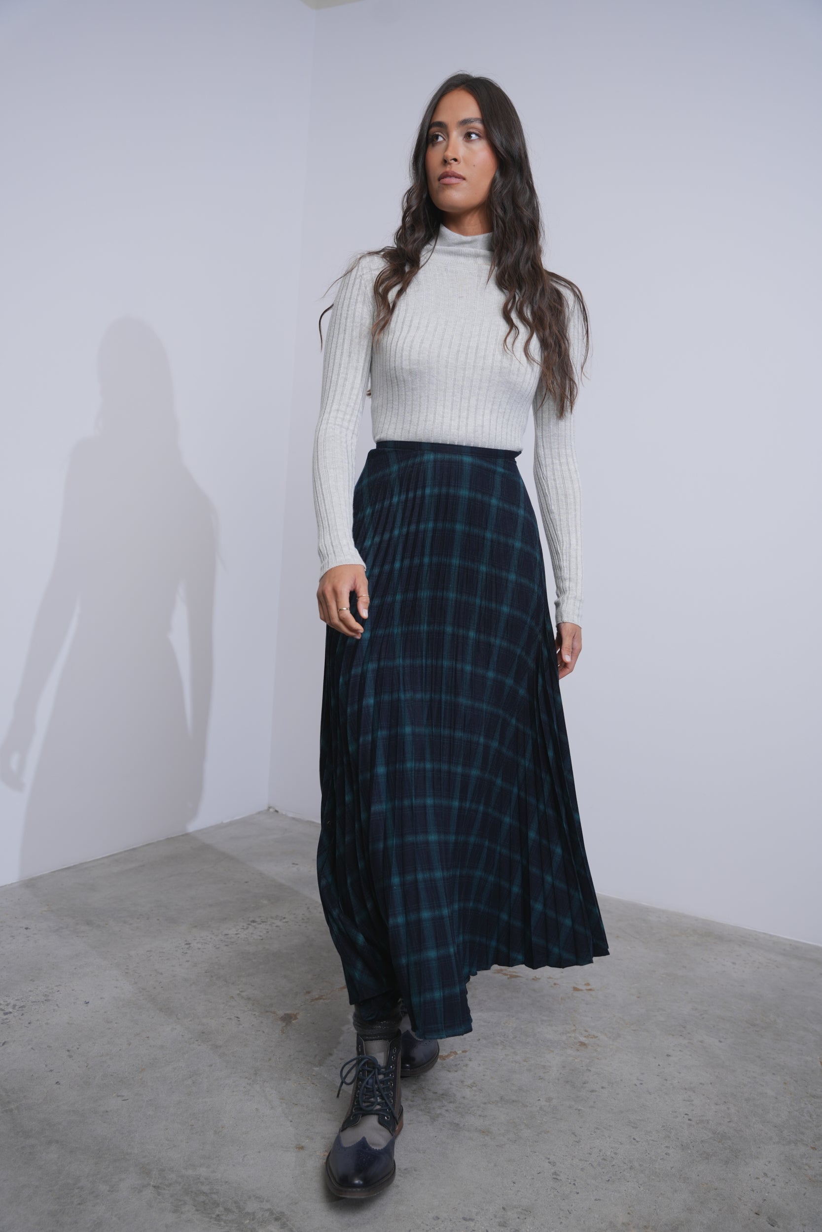 Accordion Plaid Skirt