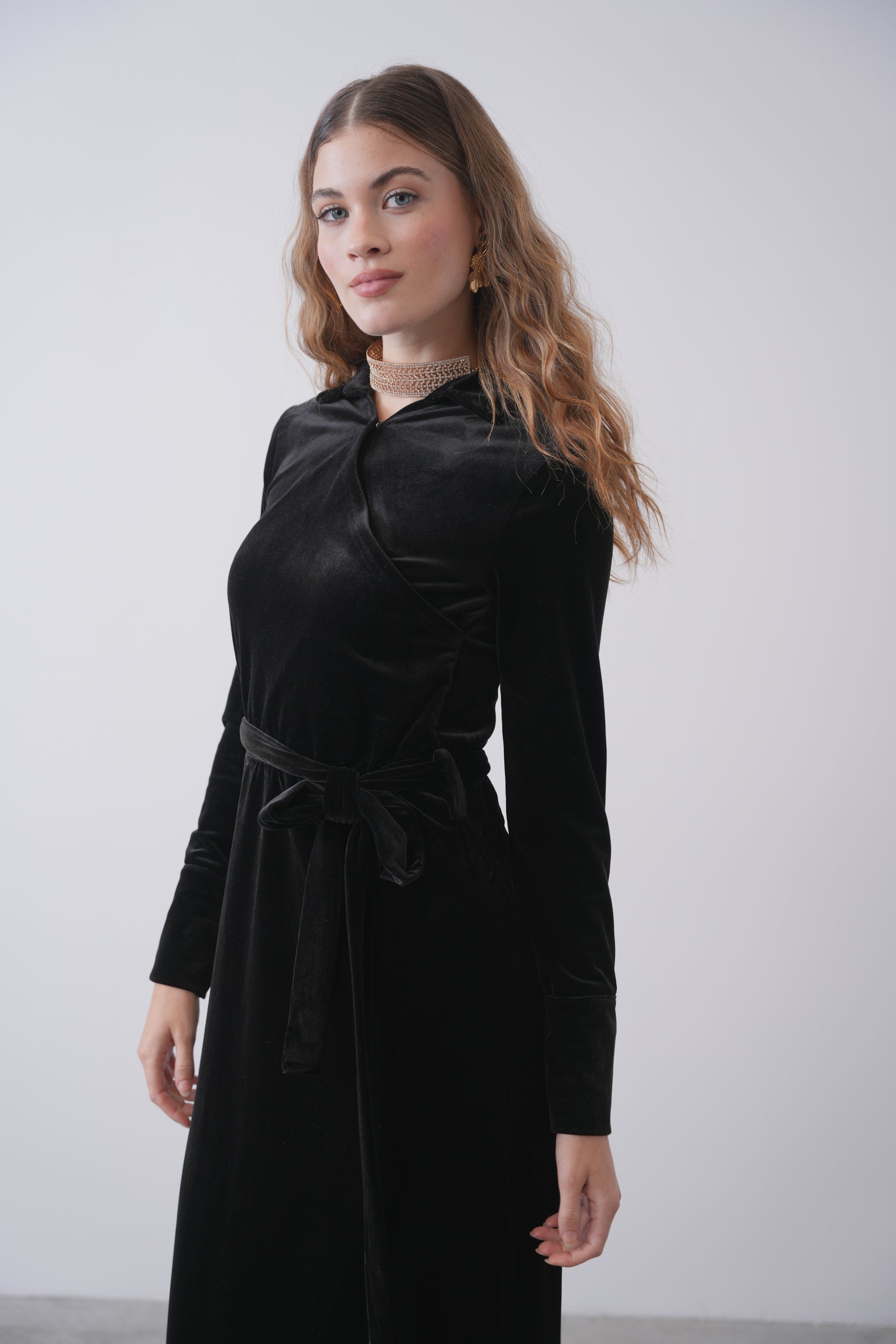 Wrap Maxi Velour Dress