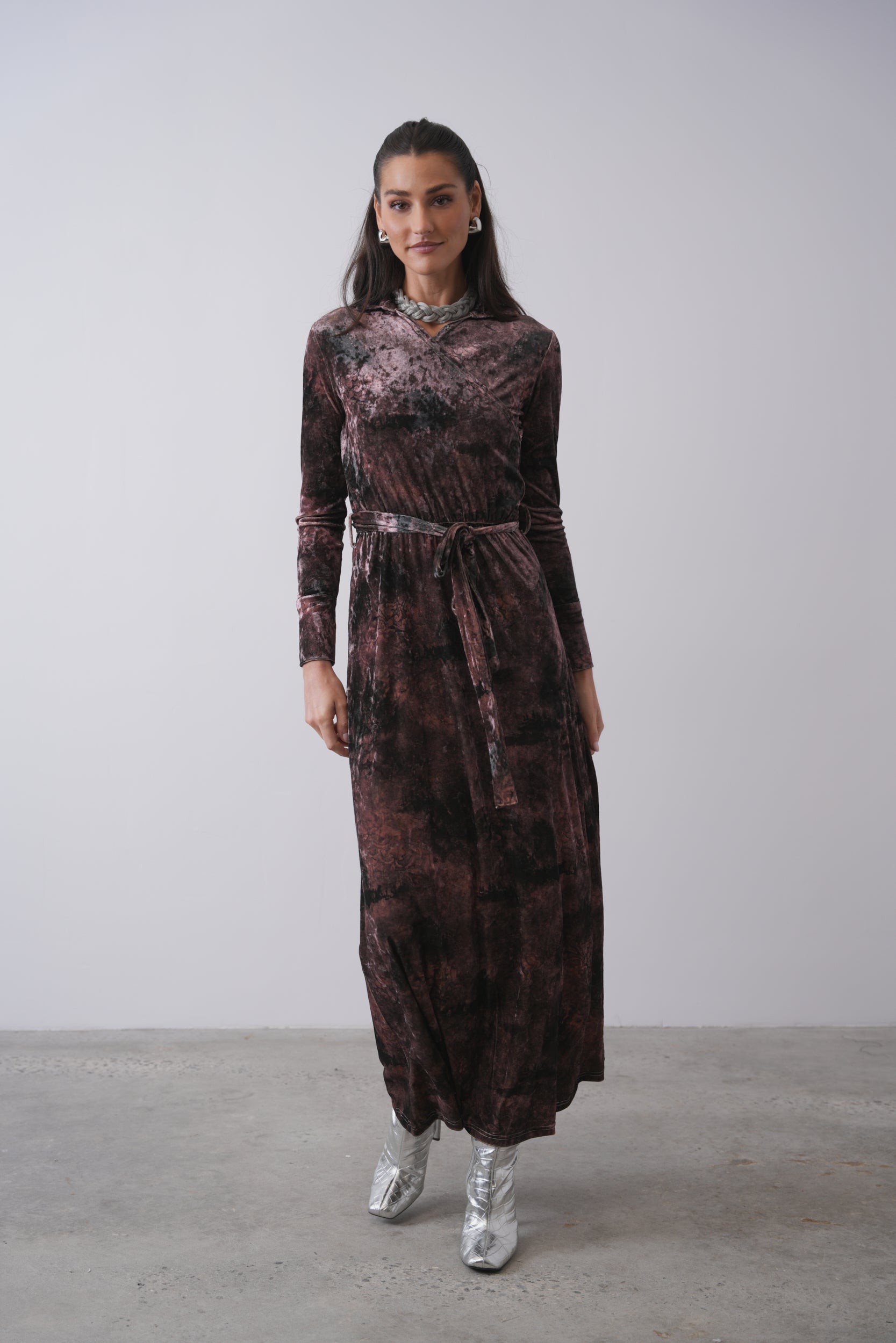 Wrap Maxi Velour Dress