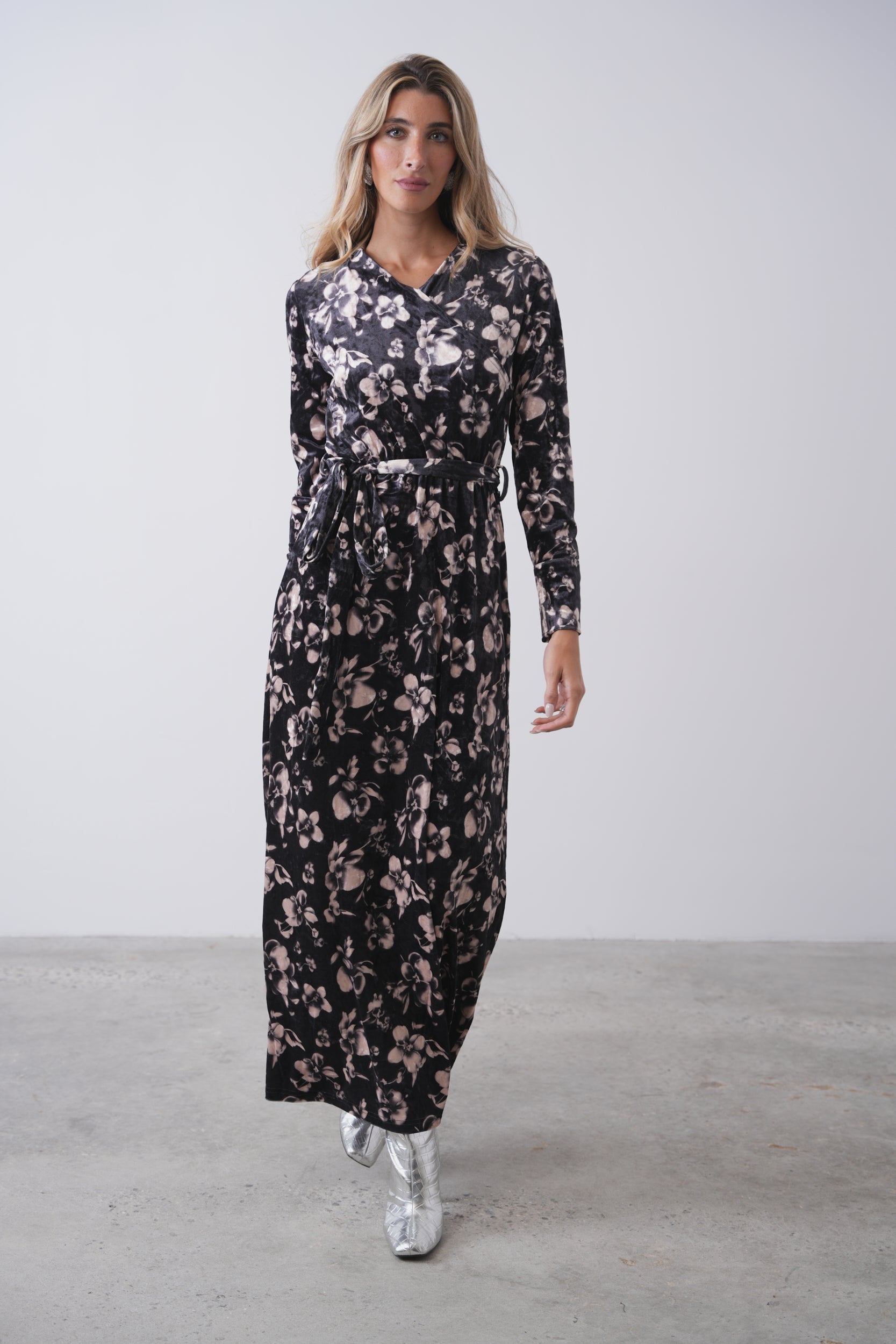 Wrap Maxi Velour Dress