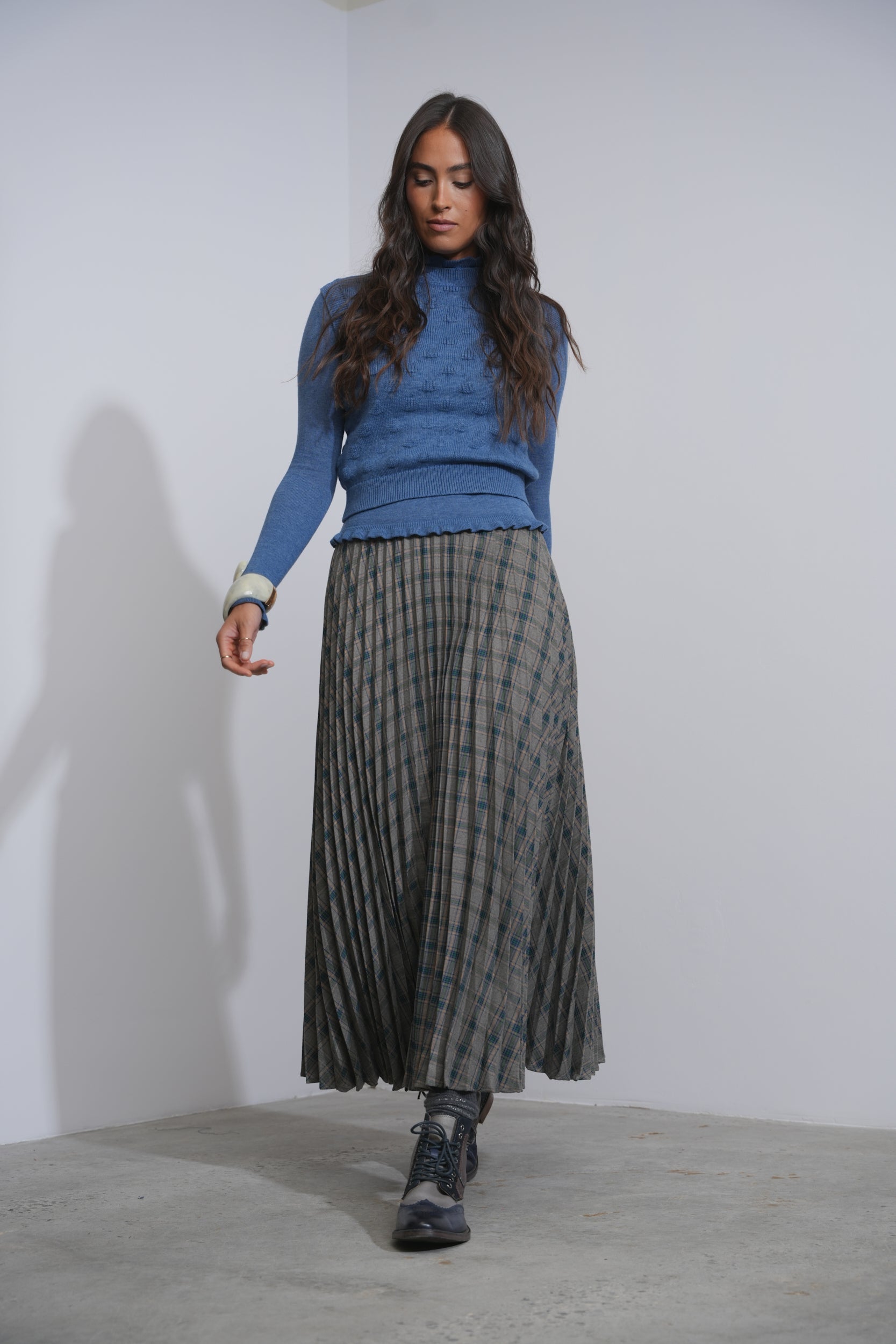 Accordion Plaid Skirt