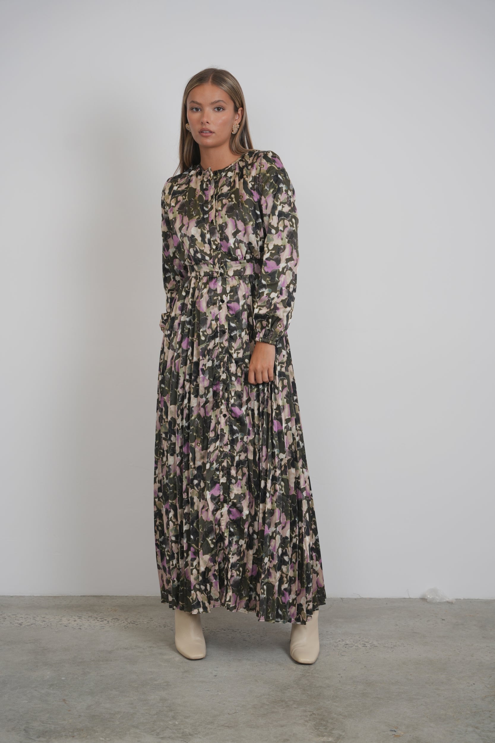 Printed Pleats Dress