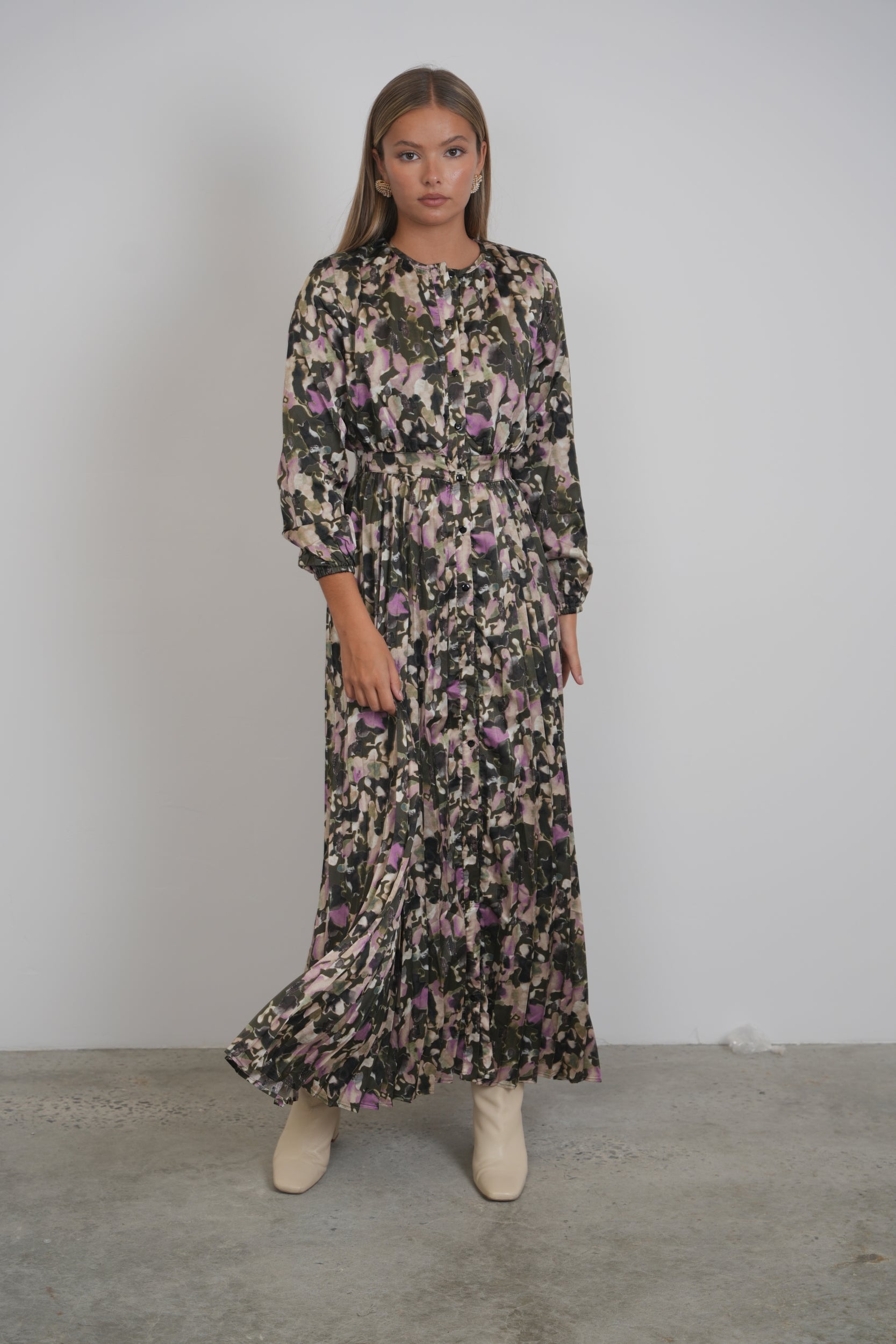 Printed Pleats Dress