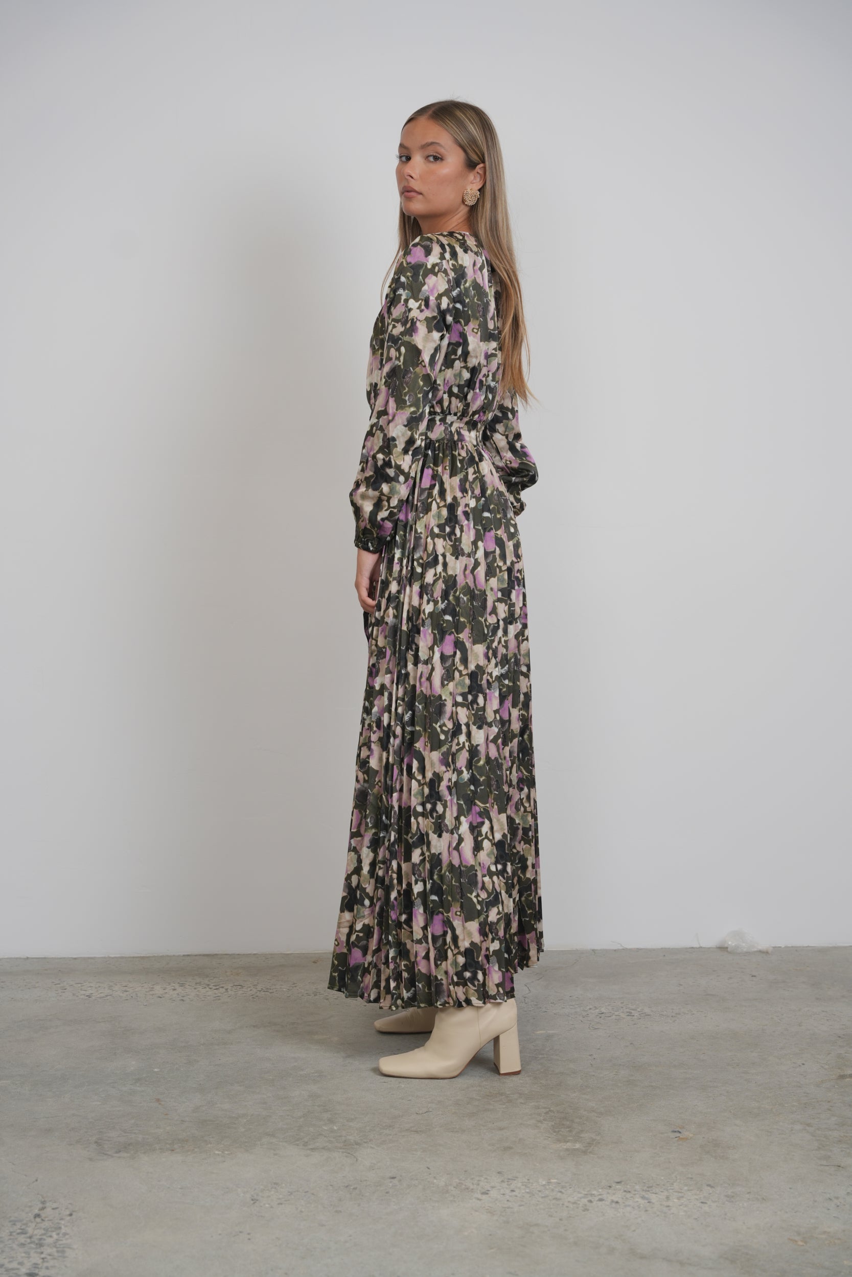 Printed Pleats Dress