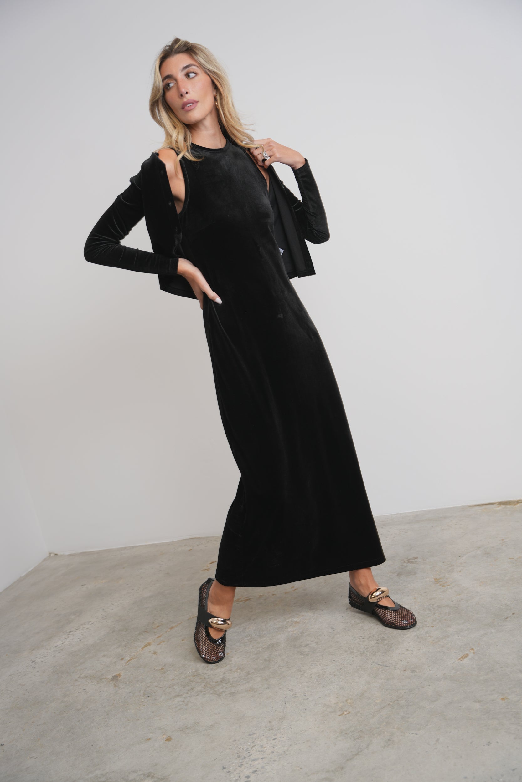 Velour Sleeveless Dress