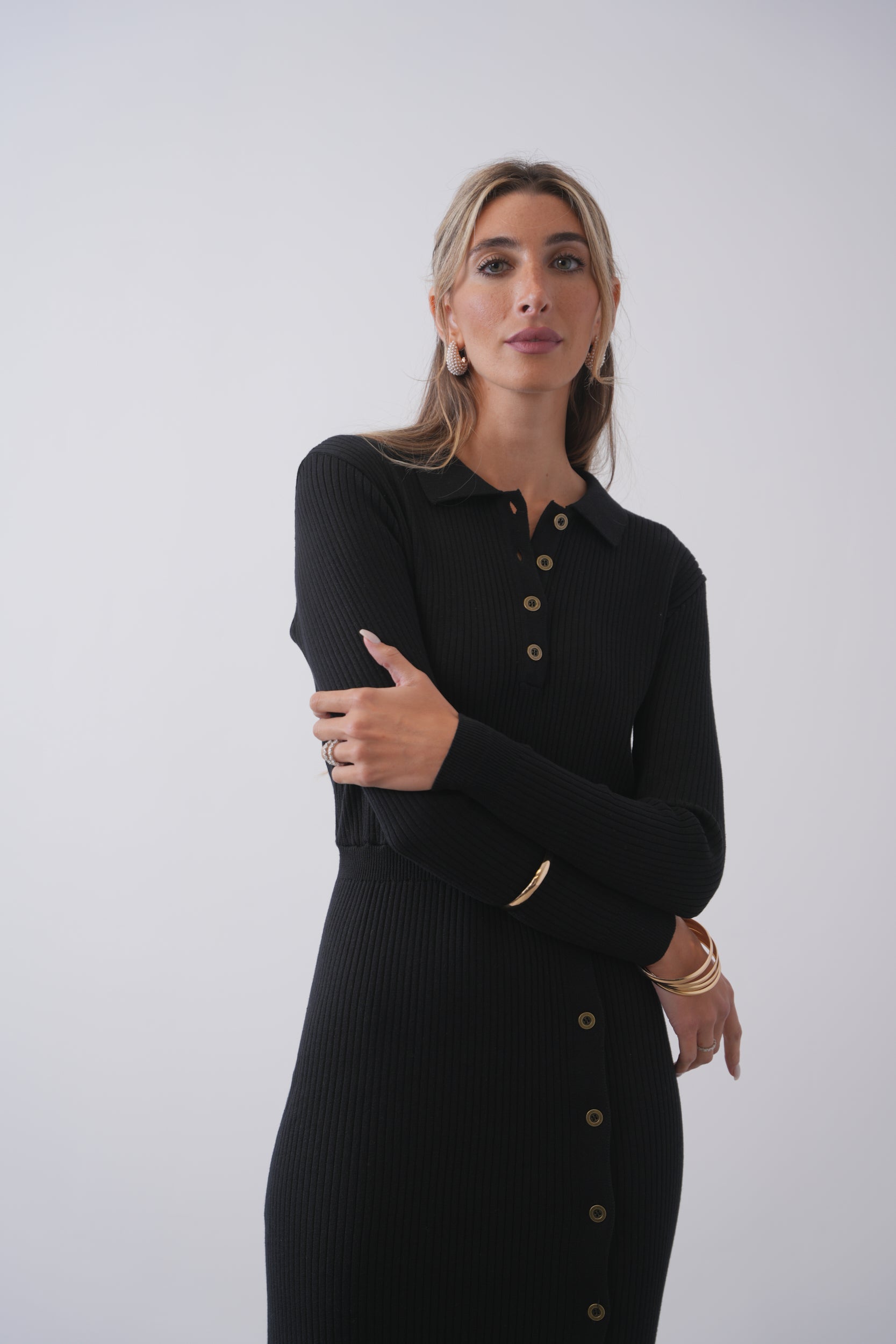 Rib Knit Button Dress