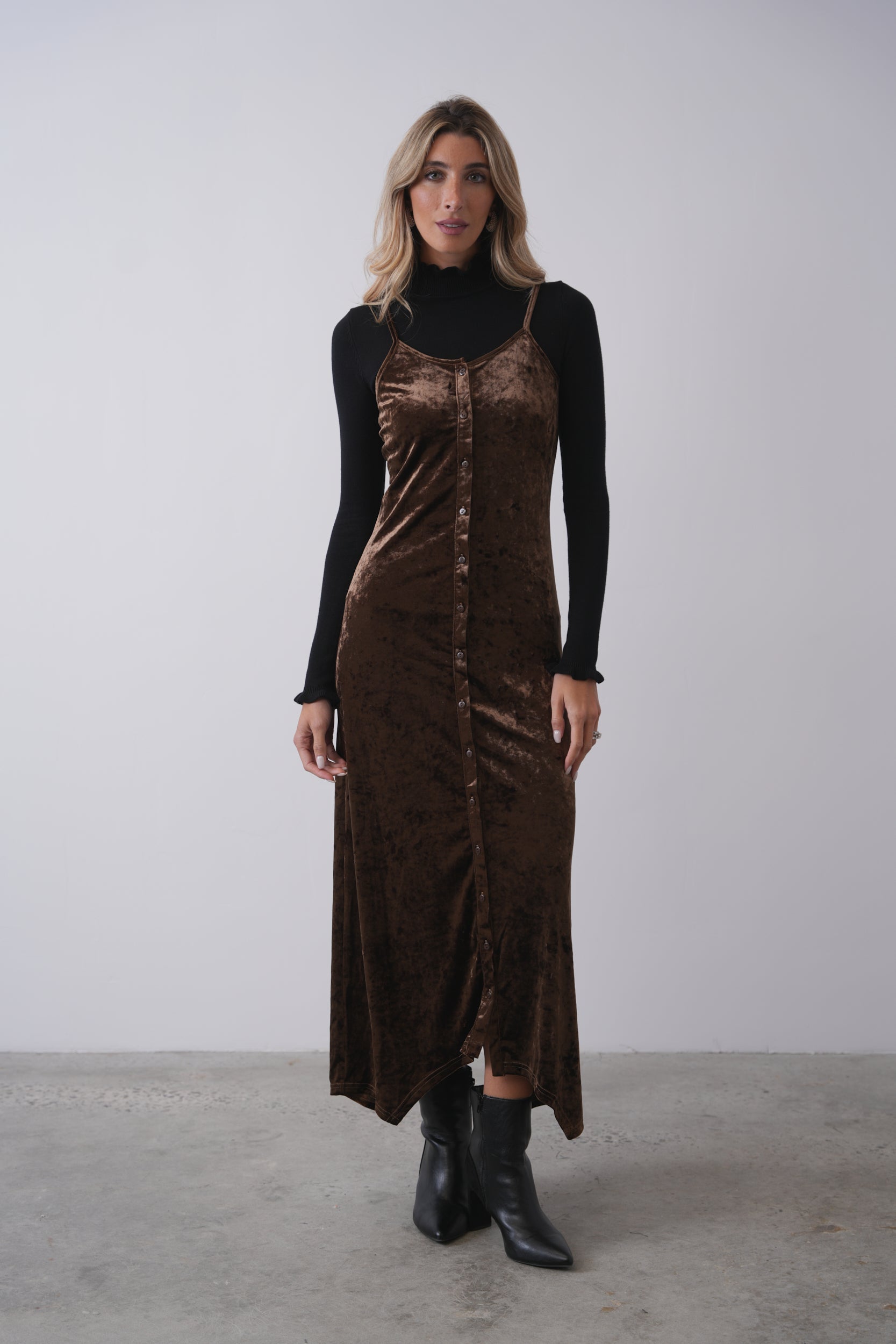 Crushed Velvet Slip Dress