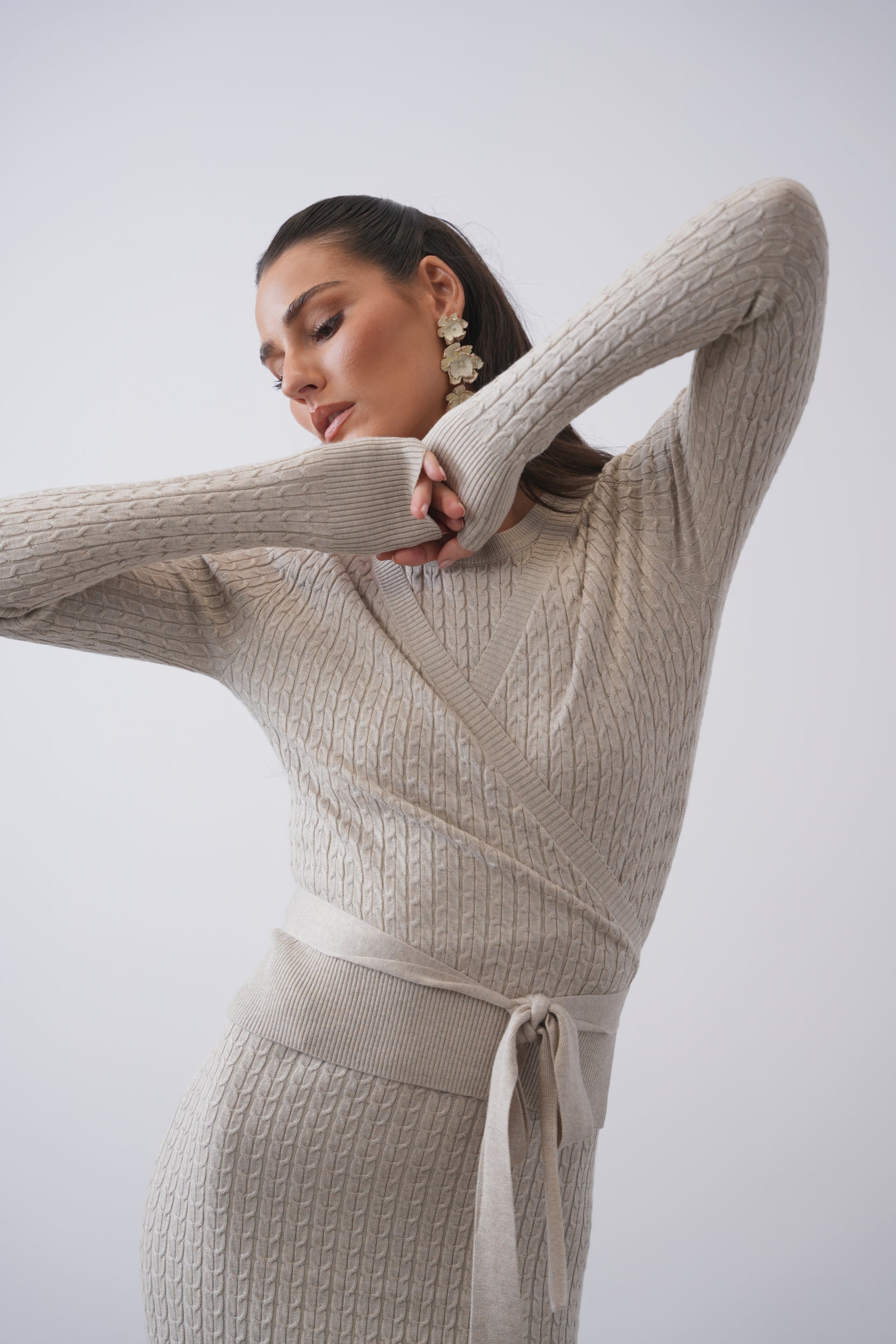 Cable Knit Wrap Sweater