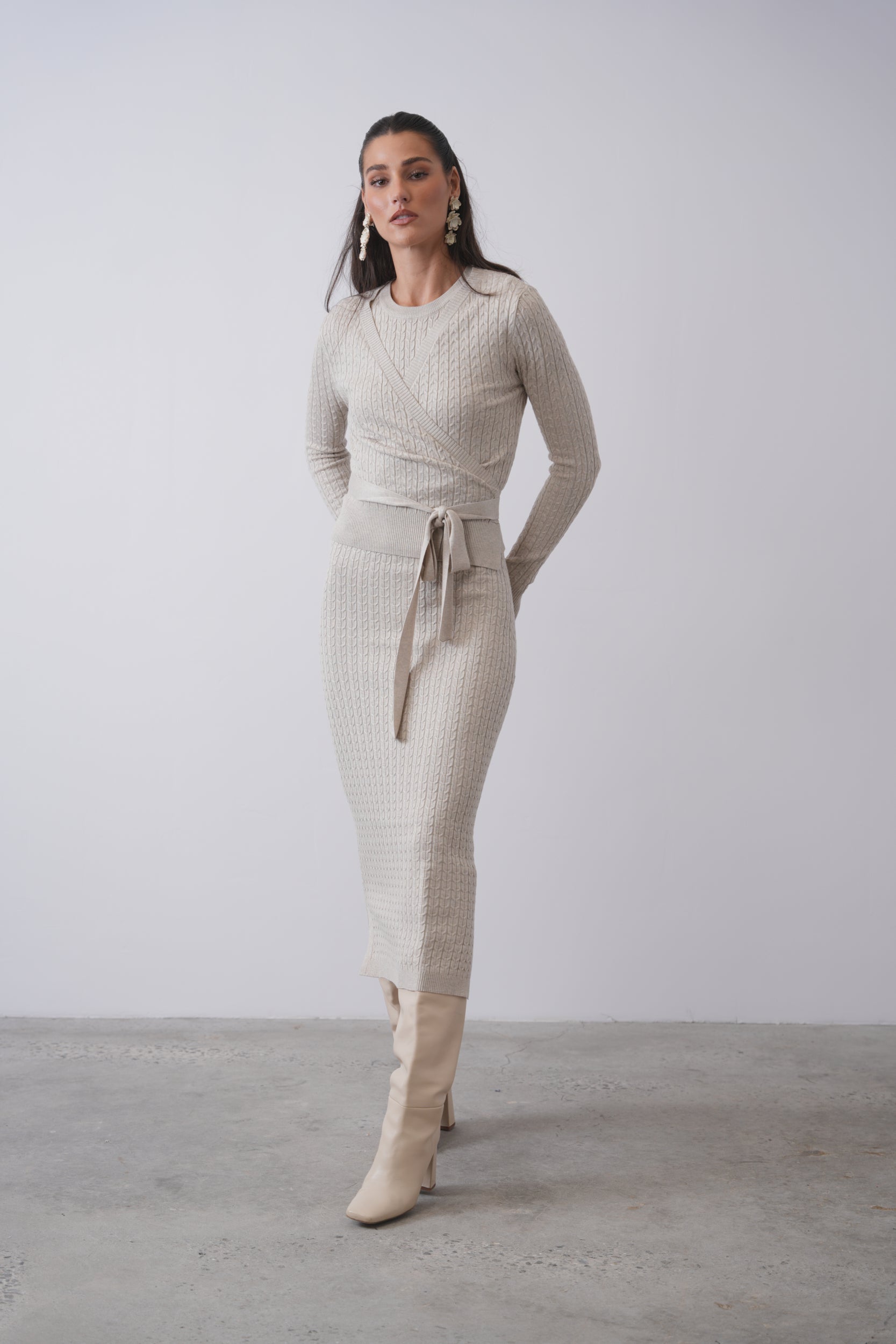 Cable Knit Wrap Sweater