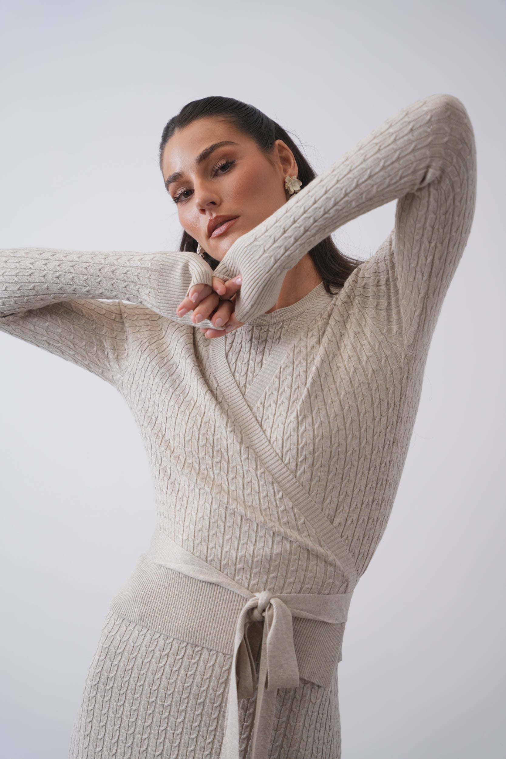 Cable Knit Wrap Sweater