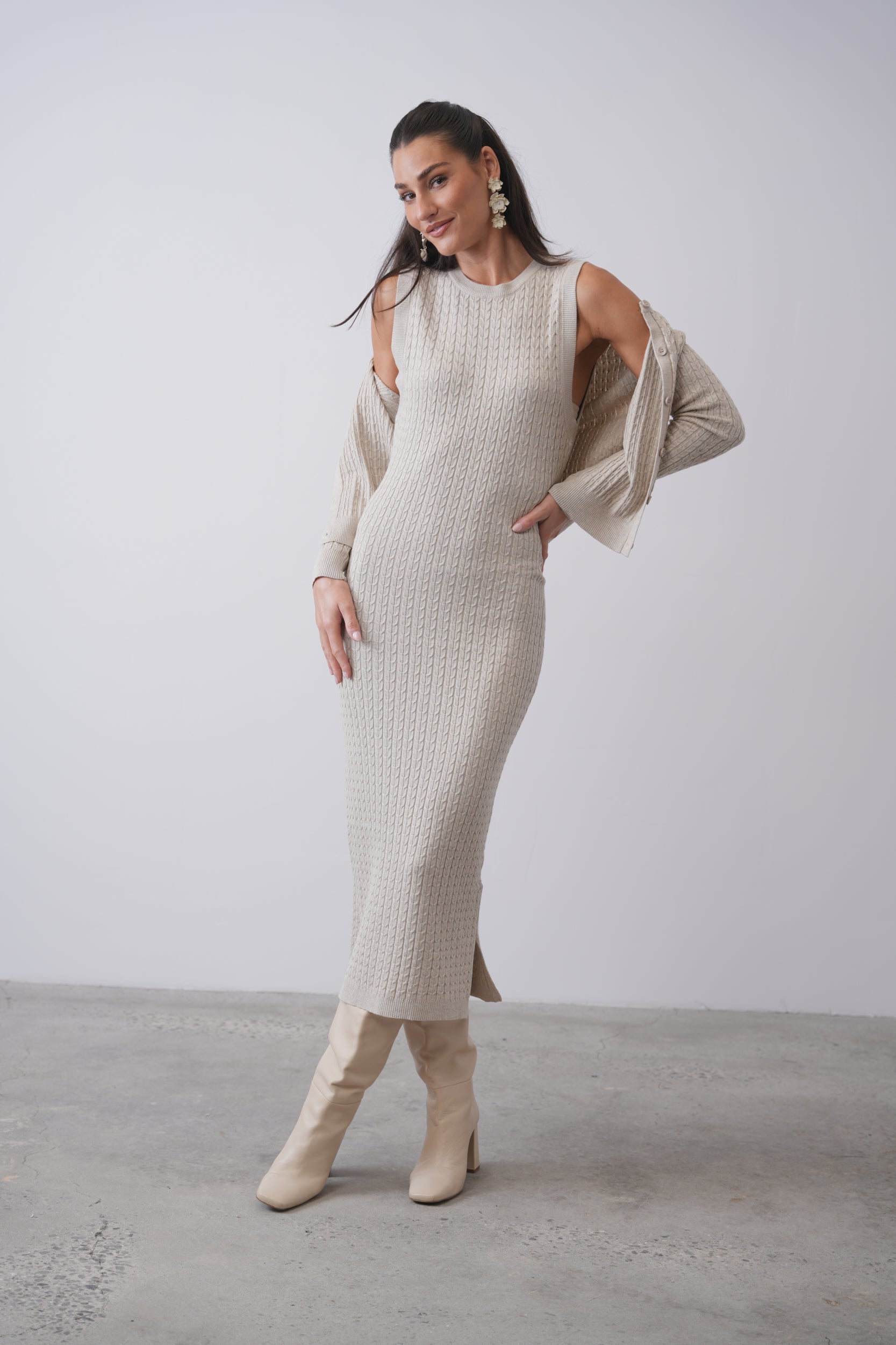 Cable Knit Sleeveless Dress