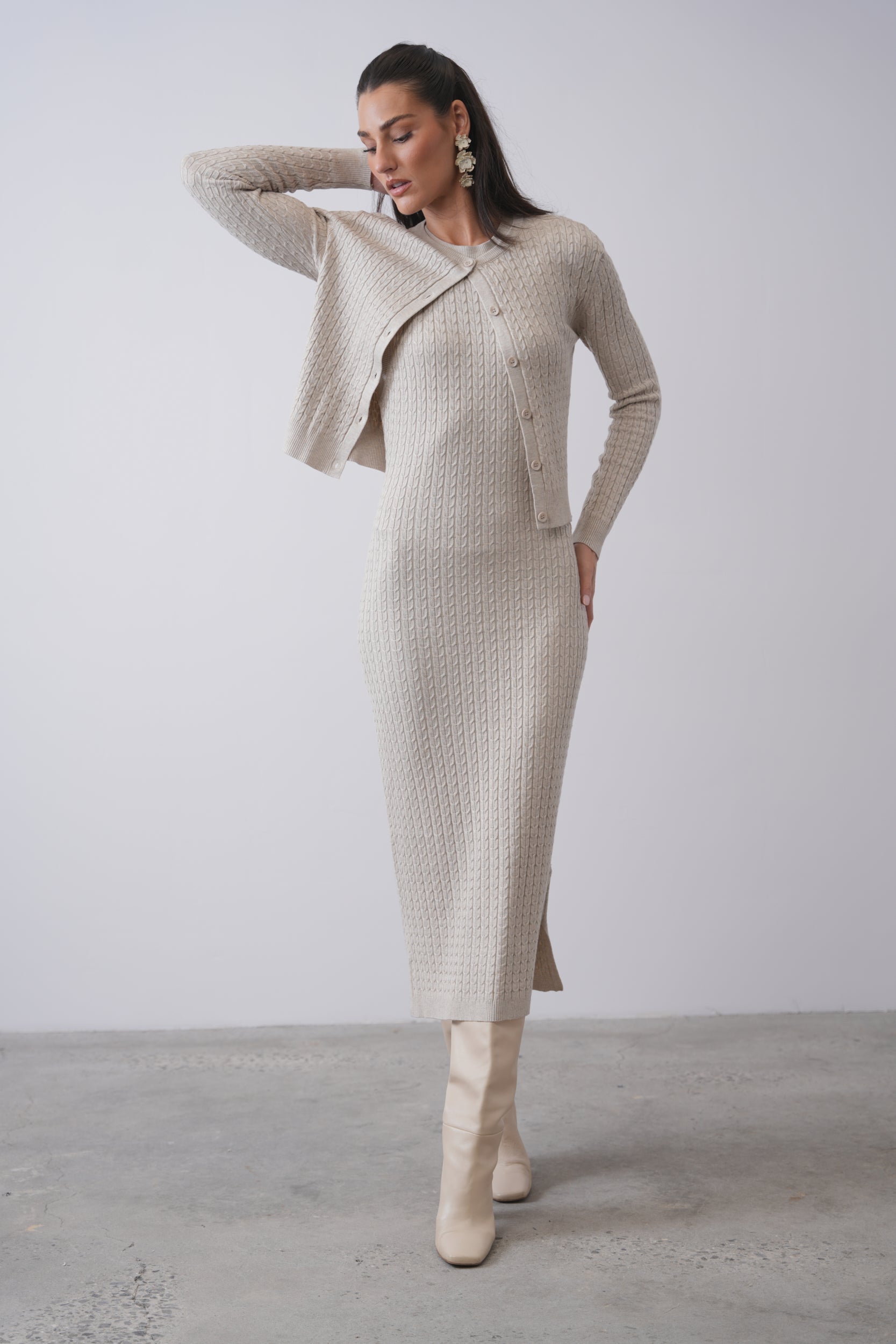 Cable Knit Sleeveless Dress