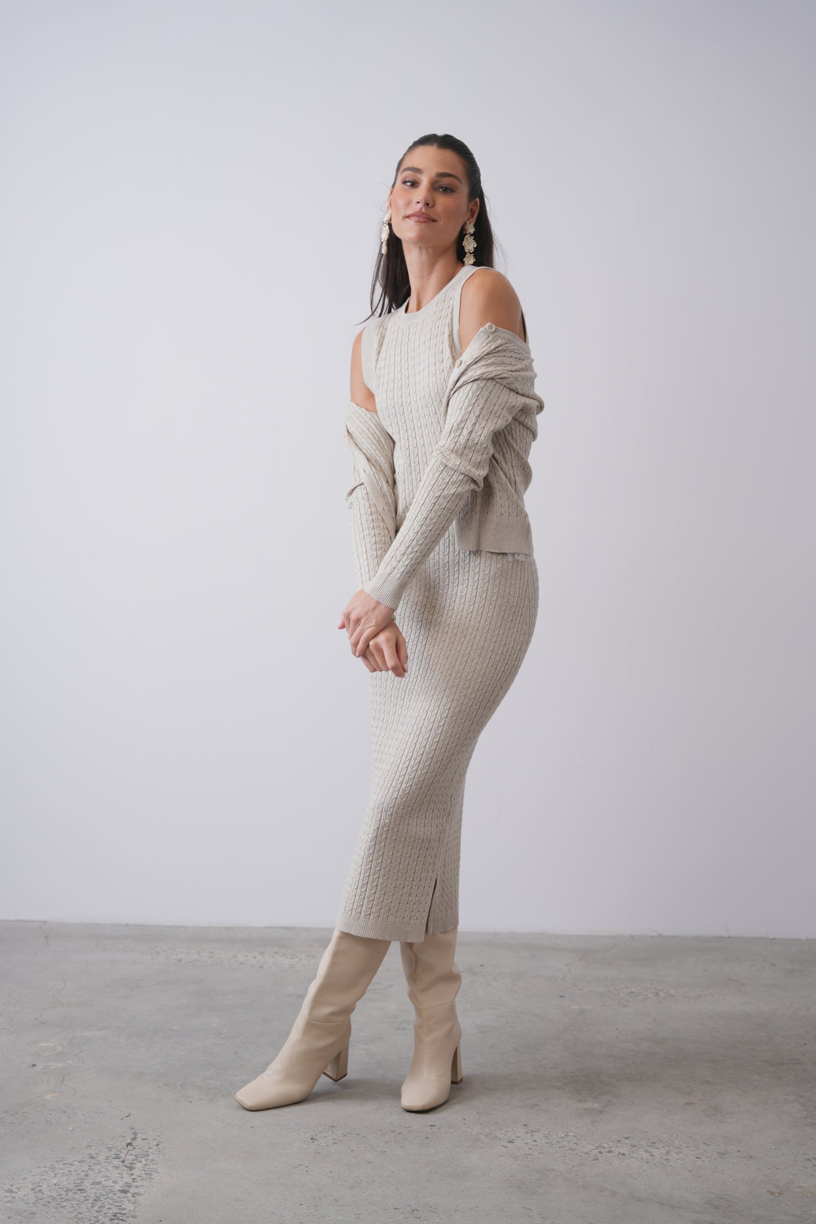 Cable Knit Sleeveless Dress