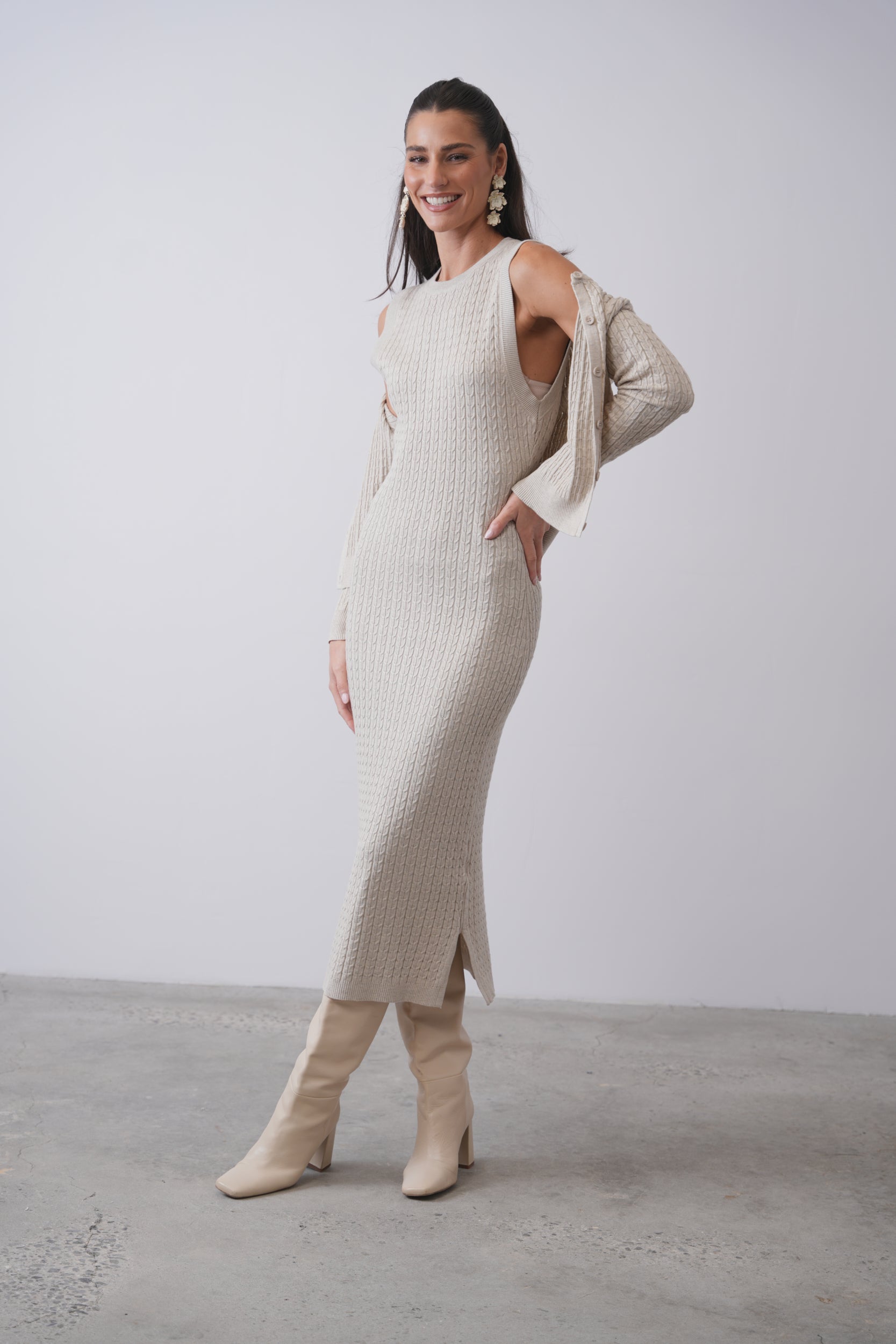 Cable Knit Sleeveless Dress