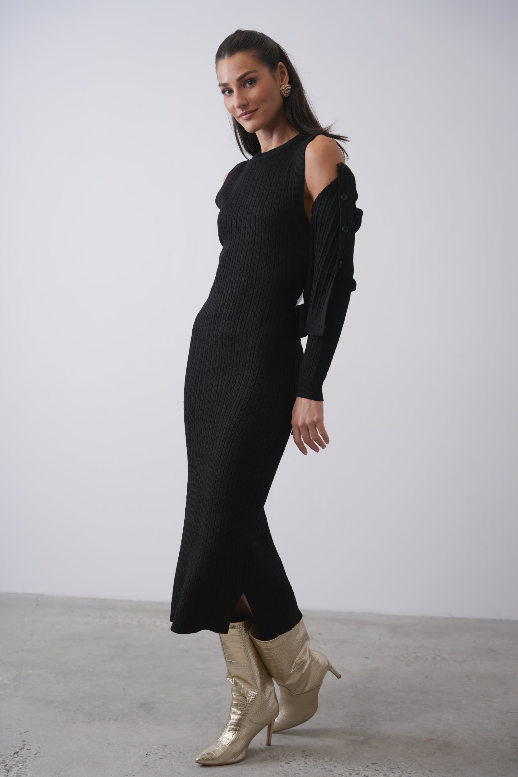 Cable Knit Sleeveless Dress