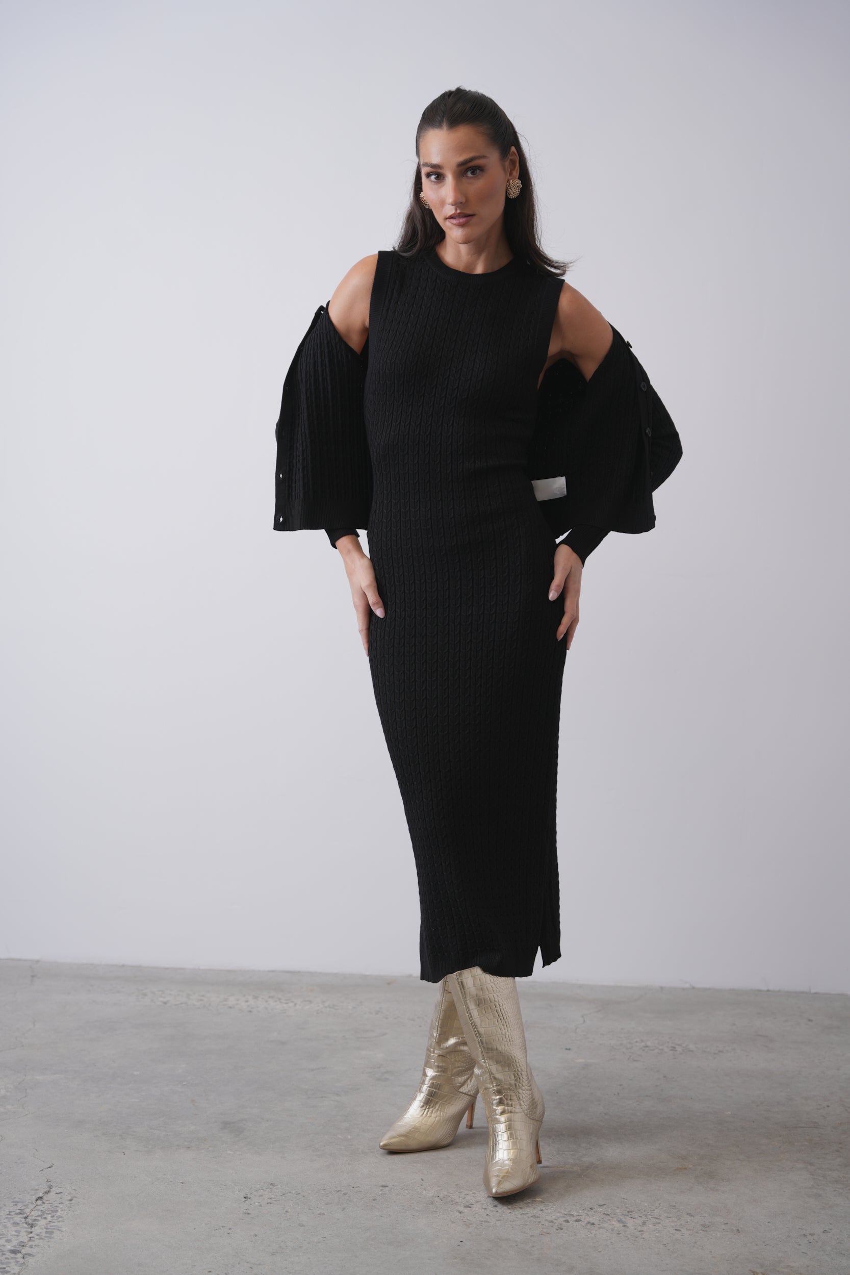 Cable Knit Sleeveless Dress