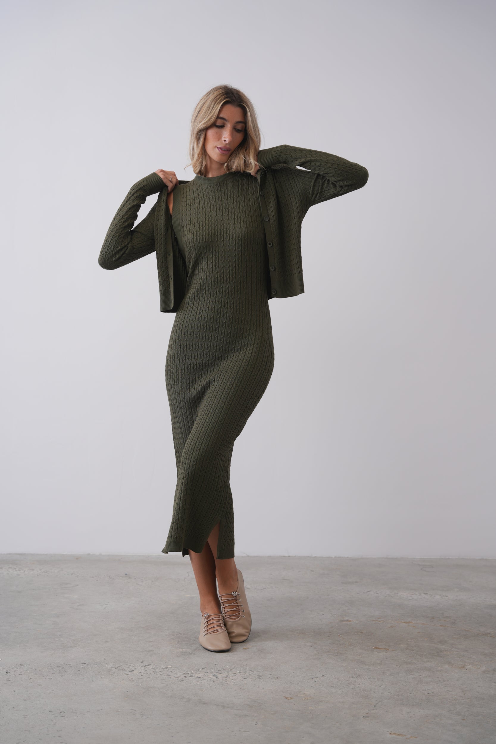 Cable Knit Sleeveless Dress