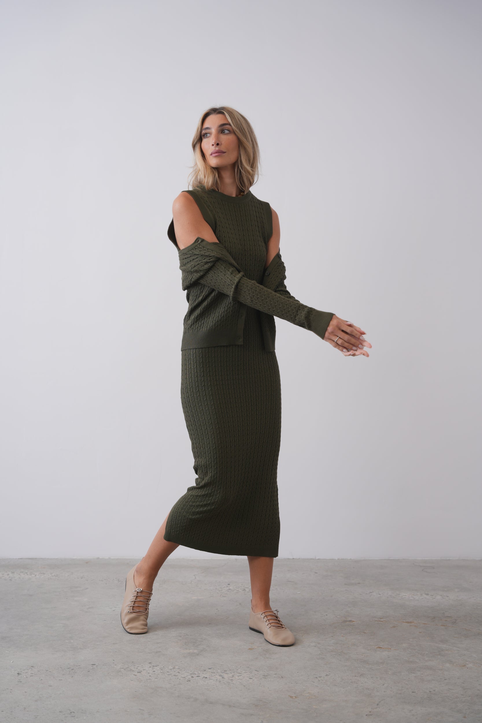 Cable Knit Sleeveless Dress