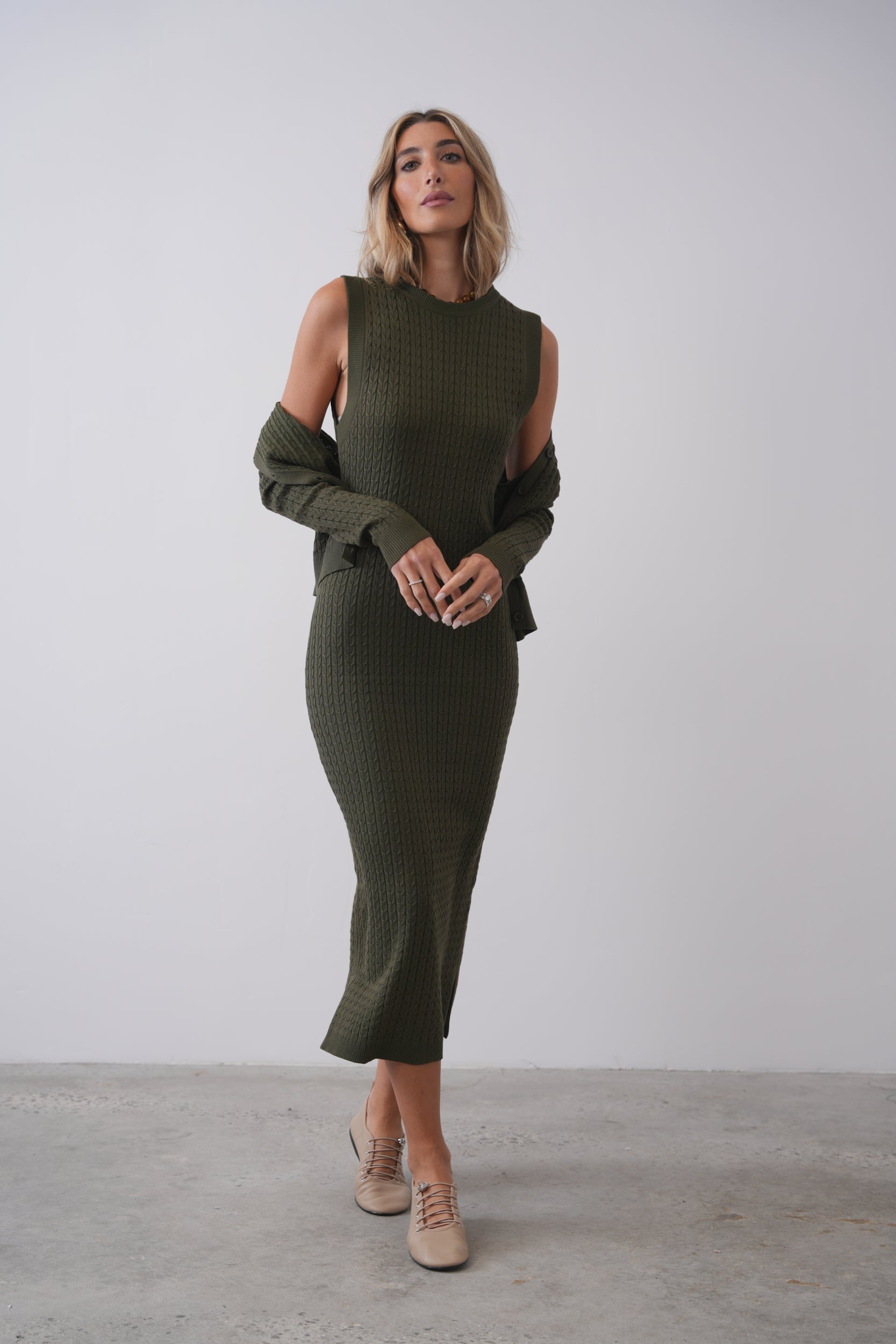 Cable Knit Sleeveless Dress