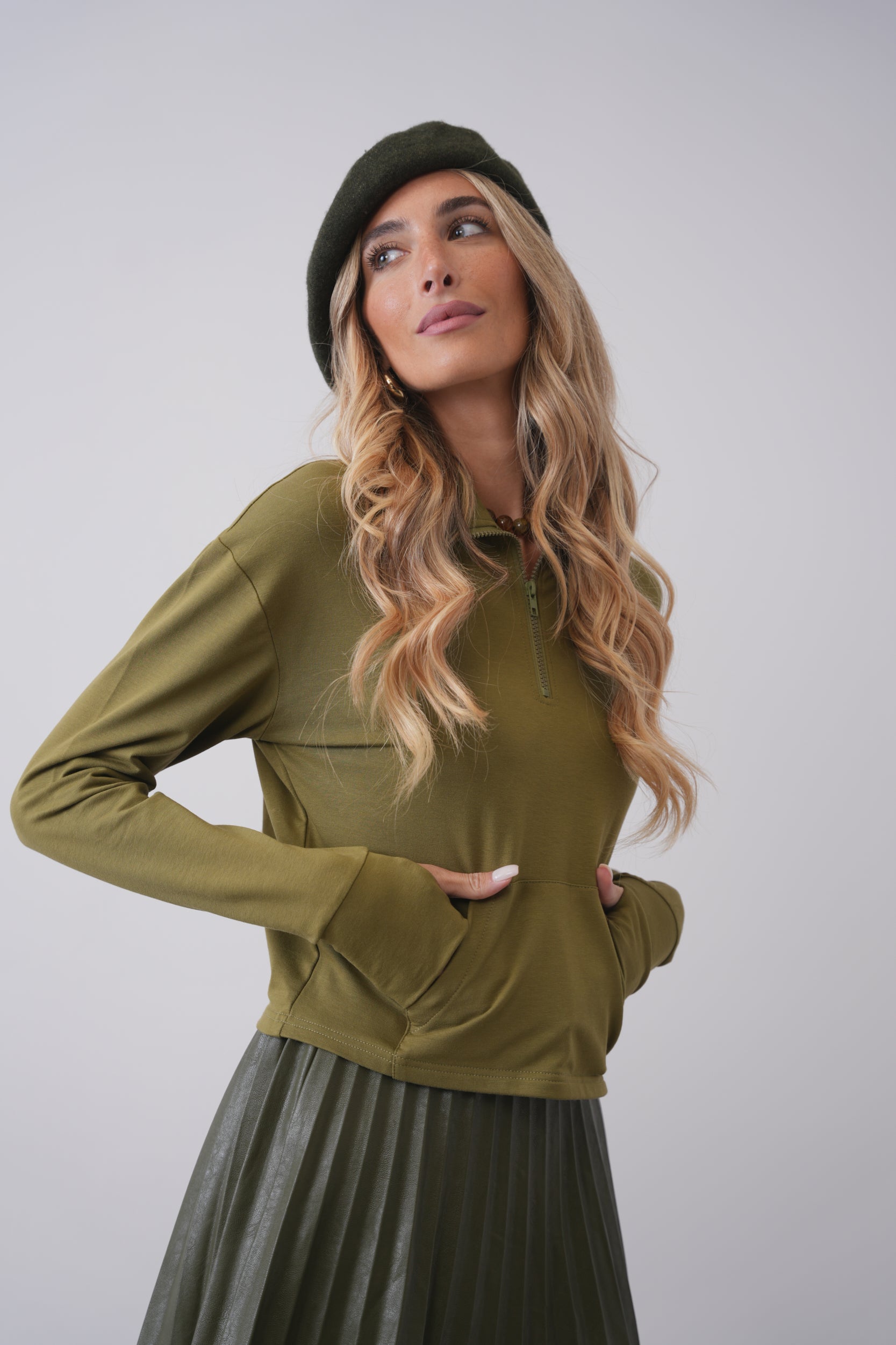 Crop Collared Sweatshirt